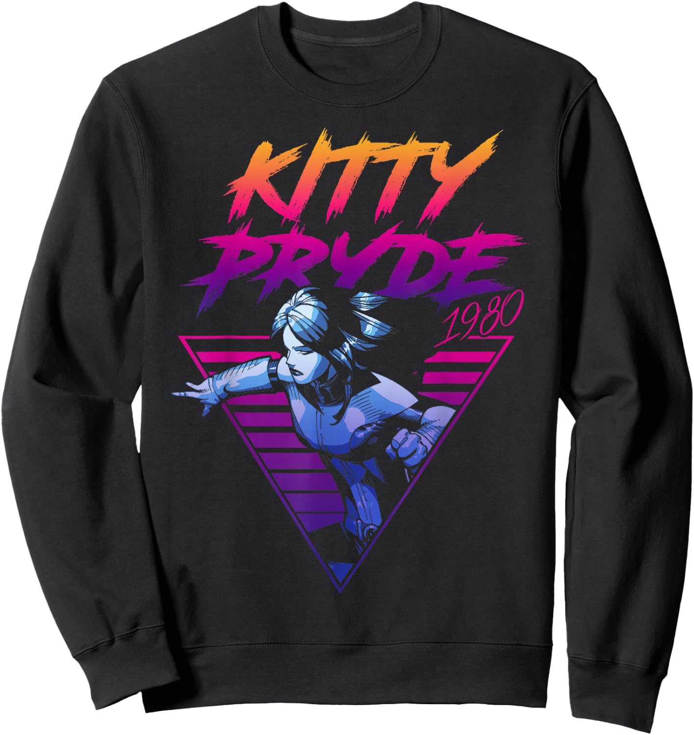 Marvel X-Men Kitty Pryde Retro Neon Triangle Graphic Sweatshirt - Sweatshirt | Black