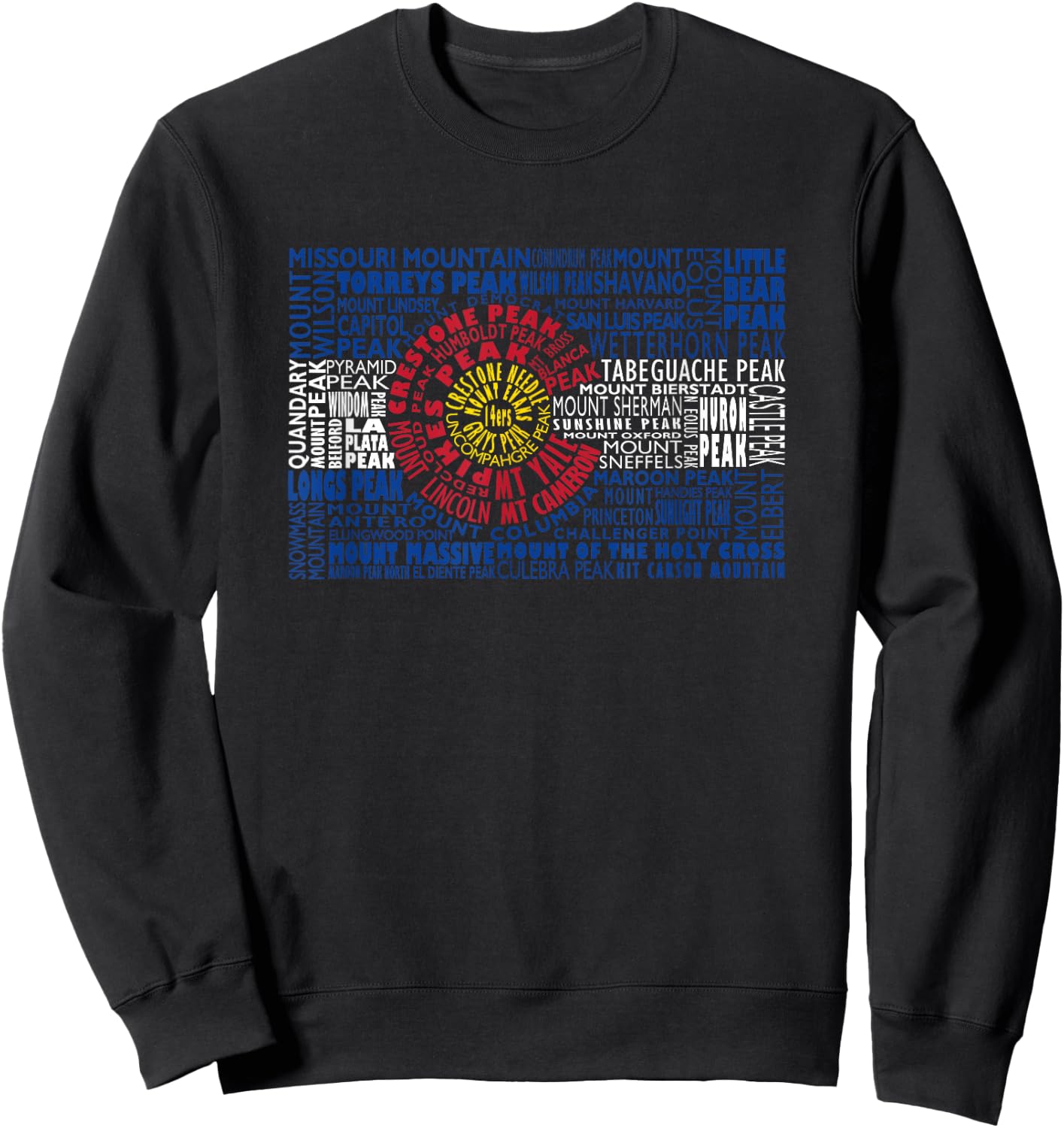 Colorado Fourteeners State Flag 14er Hiker Climber Gift Sweatshirt - Sweatshirt | Black