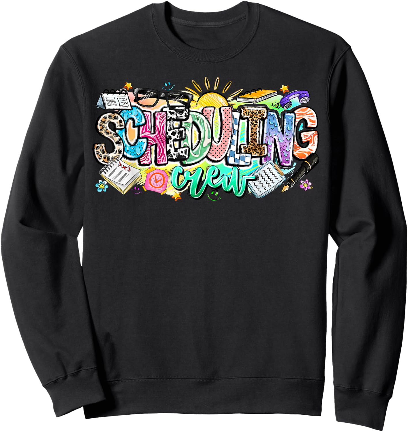 Leopard Scheduling Crew Nurse Funny Nurse Life Men Women Sweatshirt - Sweatshirt | Black