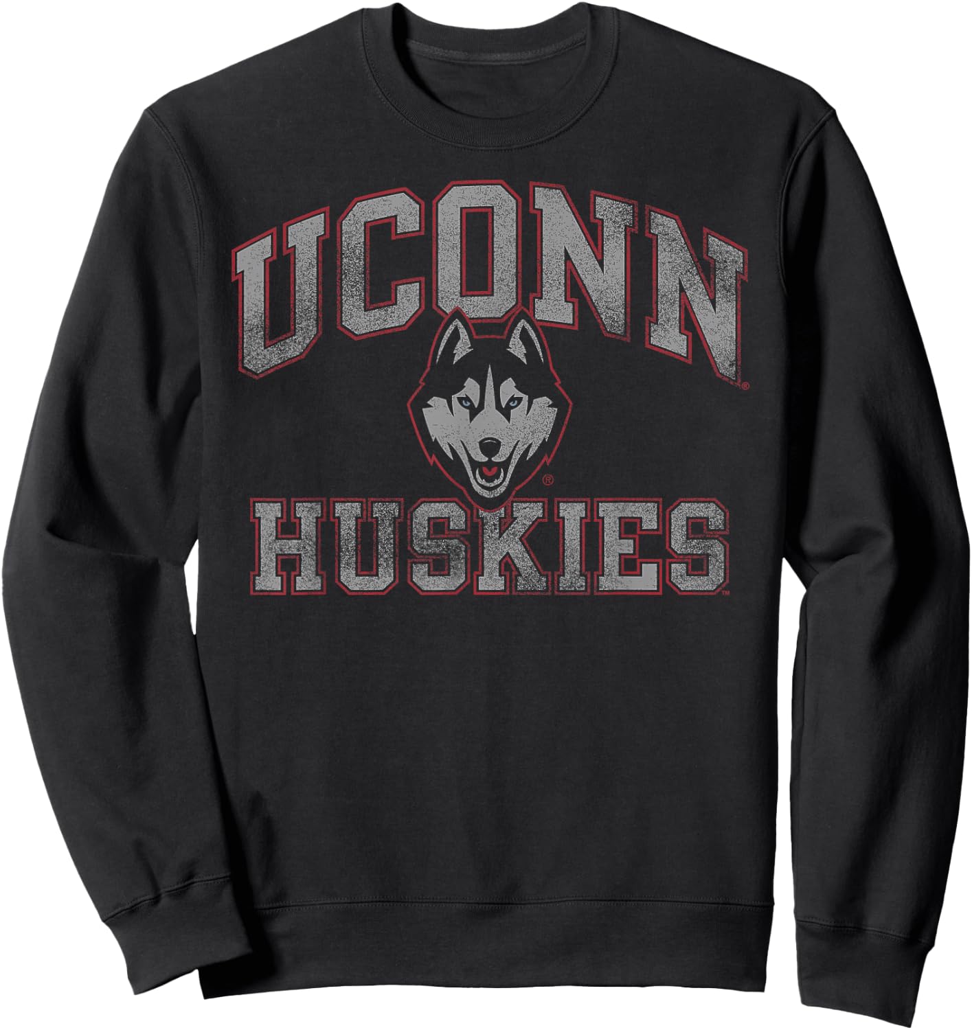 Connecticut Huskies Vintage Worn Navy Officially Licensed Sweatshirt - Sweatshirt | Black