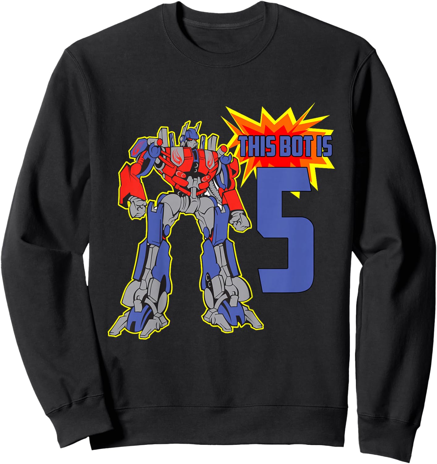 Kids 5th Birthday Bot Robot for 5 Yr Old Boys Girls Sweatshirt - Sweatshirt | Black