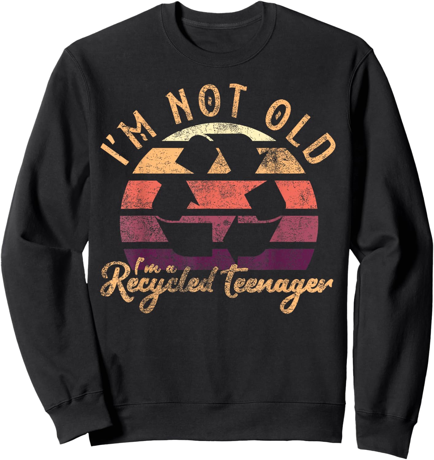 I'm Not Old I'm a Recycled Teenager Funny Senior Vintage Sweatshirt - Sweatshirt | Black