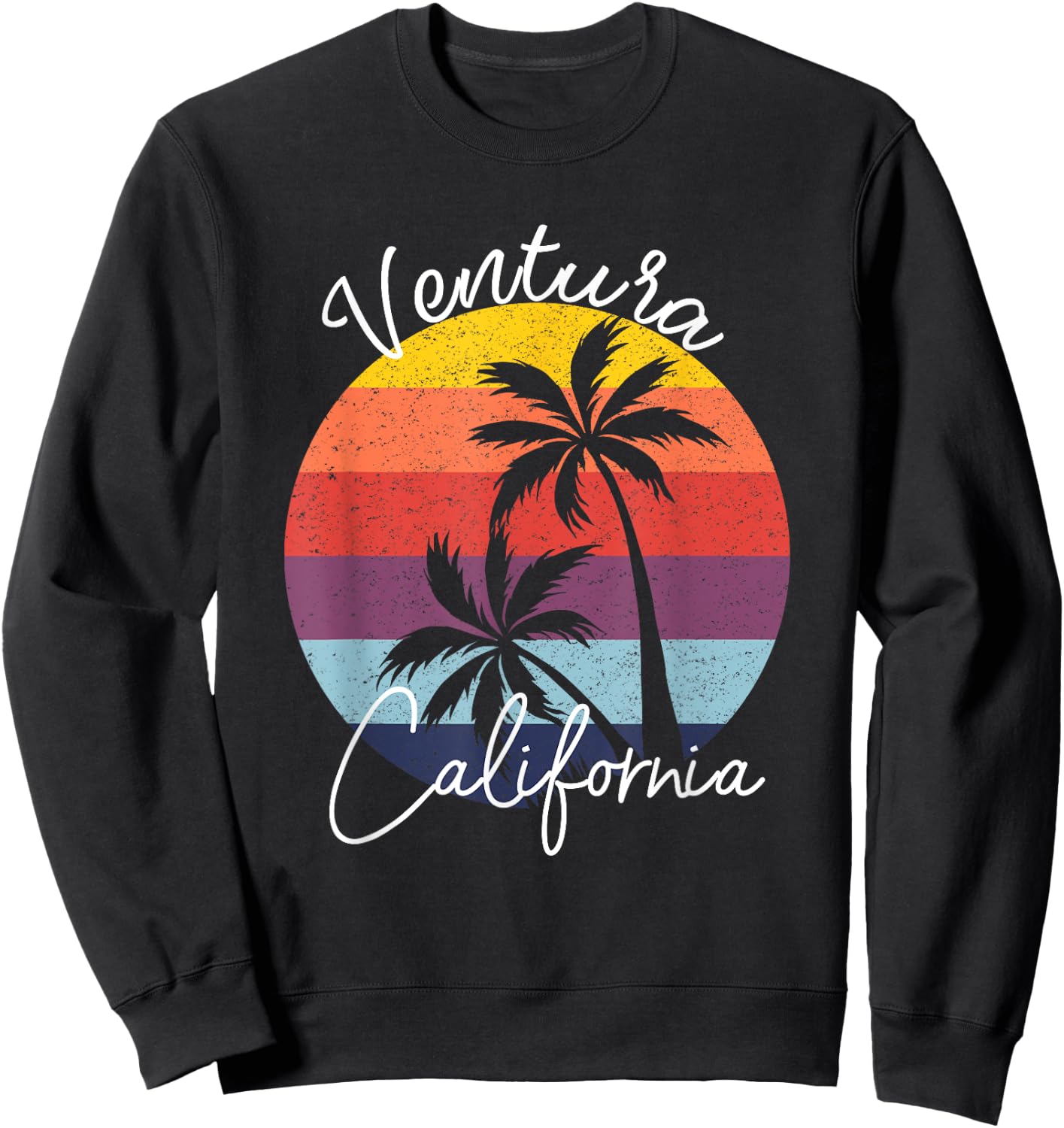 Ventura California Vintage 80's Beach Sunset Surfer Gift Sweatshirt - Sweatshirt | Black