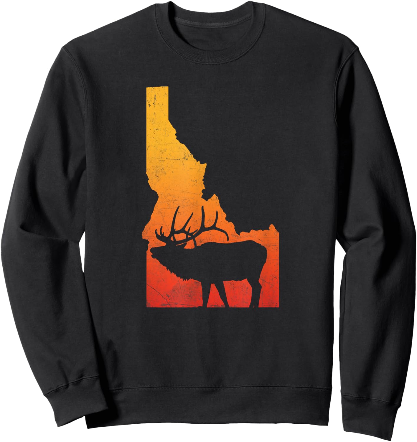 Vintage Idaho Elk Retro Outdoors Hunting Sweatshirt - Sweatshirt | Black