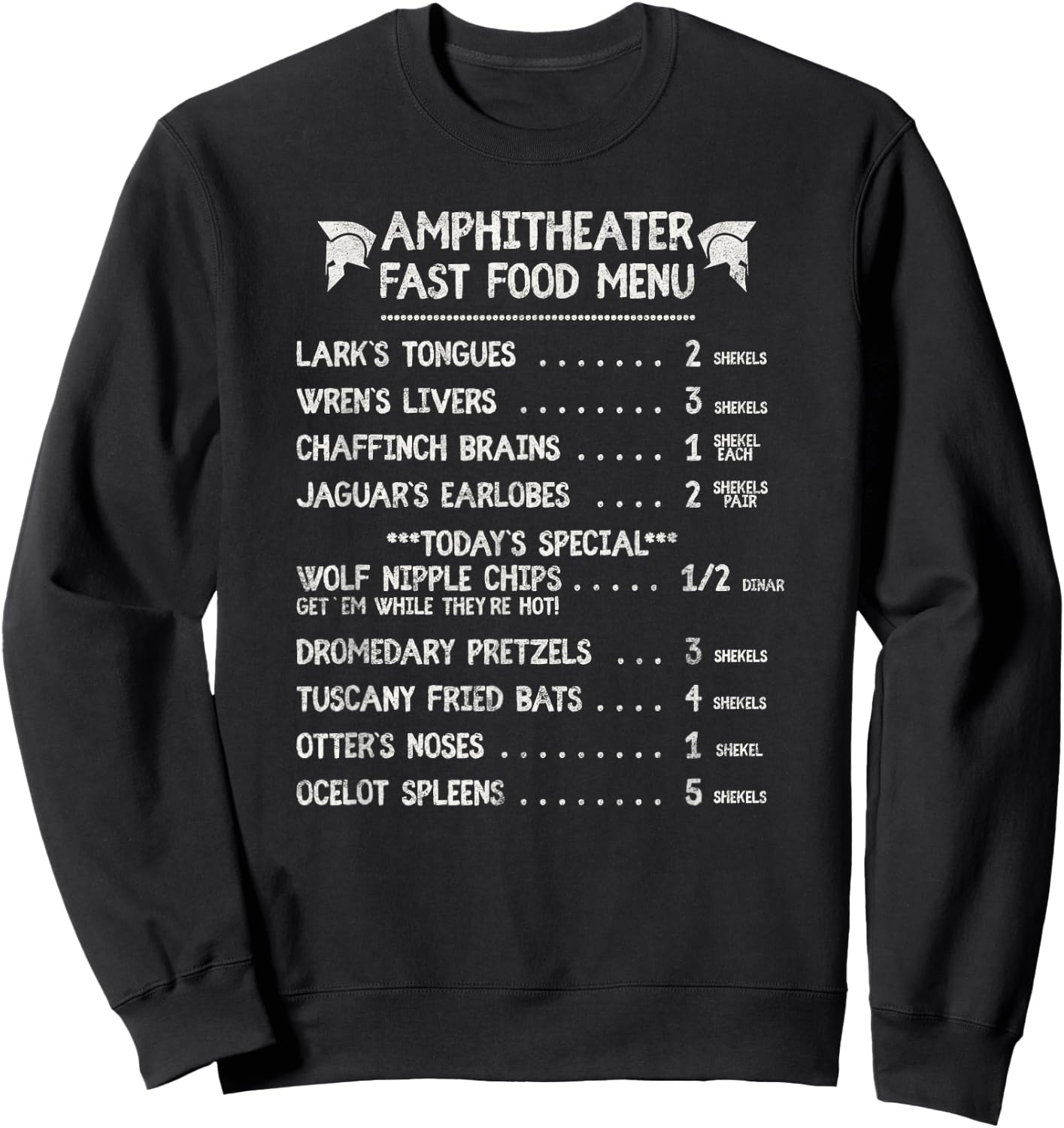 Wolf Nipple Chips Funny Fast Food Menu, Ancient Roman Style Sweatshirt - Sweatshirt | Black