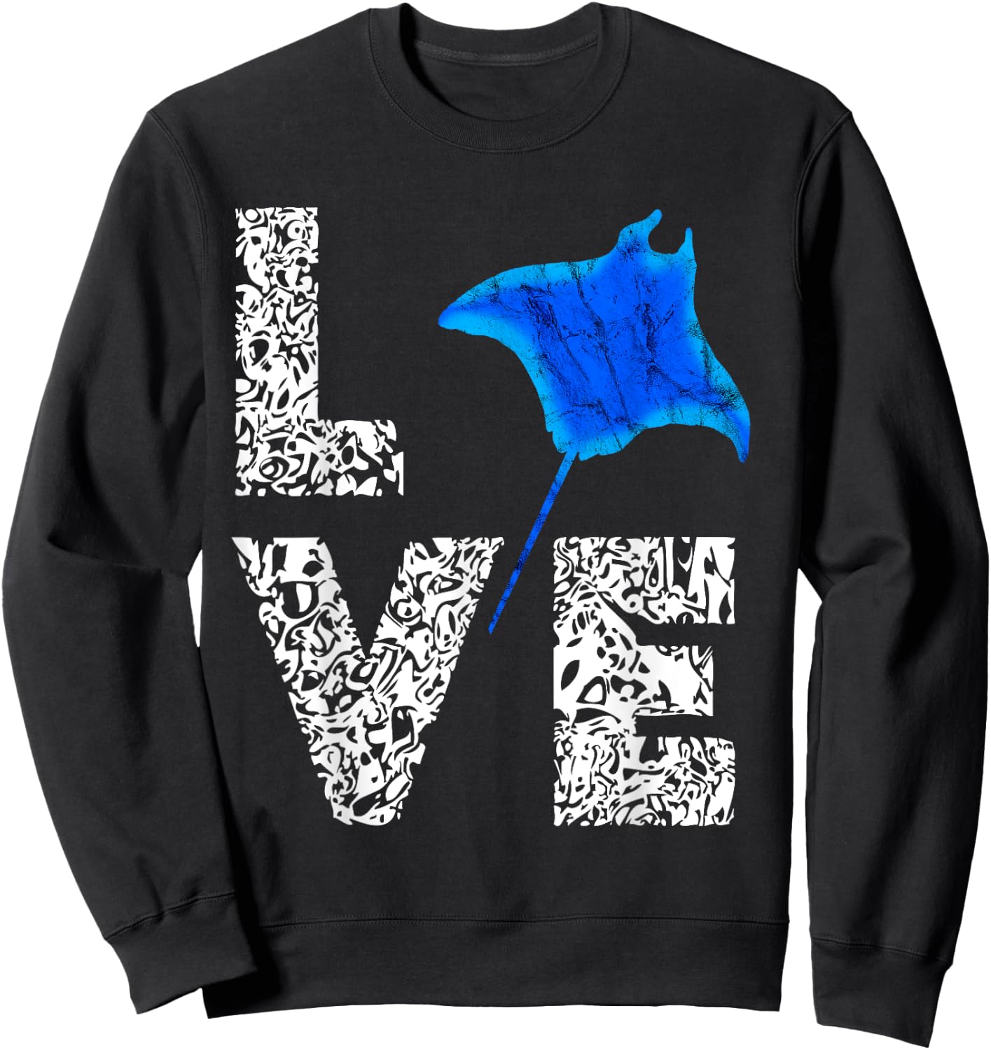 Manta Ray Stingray Sea Ocean Creatures Animals Lovers Sweatshirt - Sweatshirt | Black