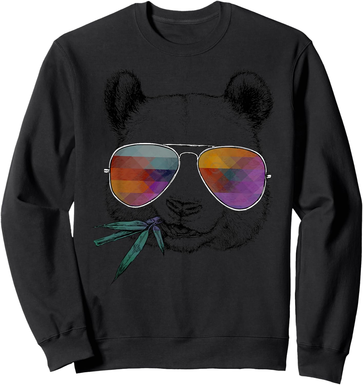 Coole Portrts von lustigen Tieren in Brillen - Cool Panda - Funny Panda Bear with Sunglasses -Adults - Grey - Small - Short Sleeve - Classic Fit - Cotton, Polyester Sweatshirt - Sweatshirt | Black