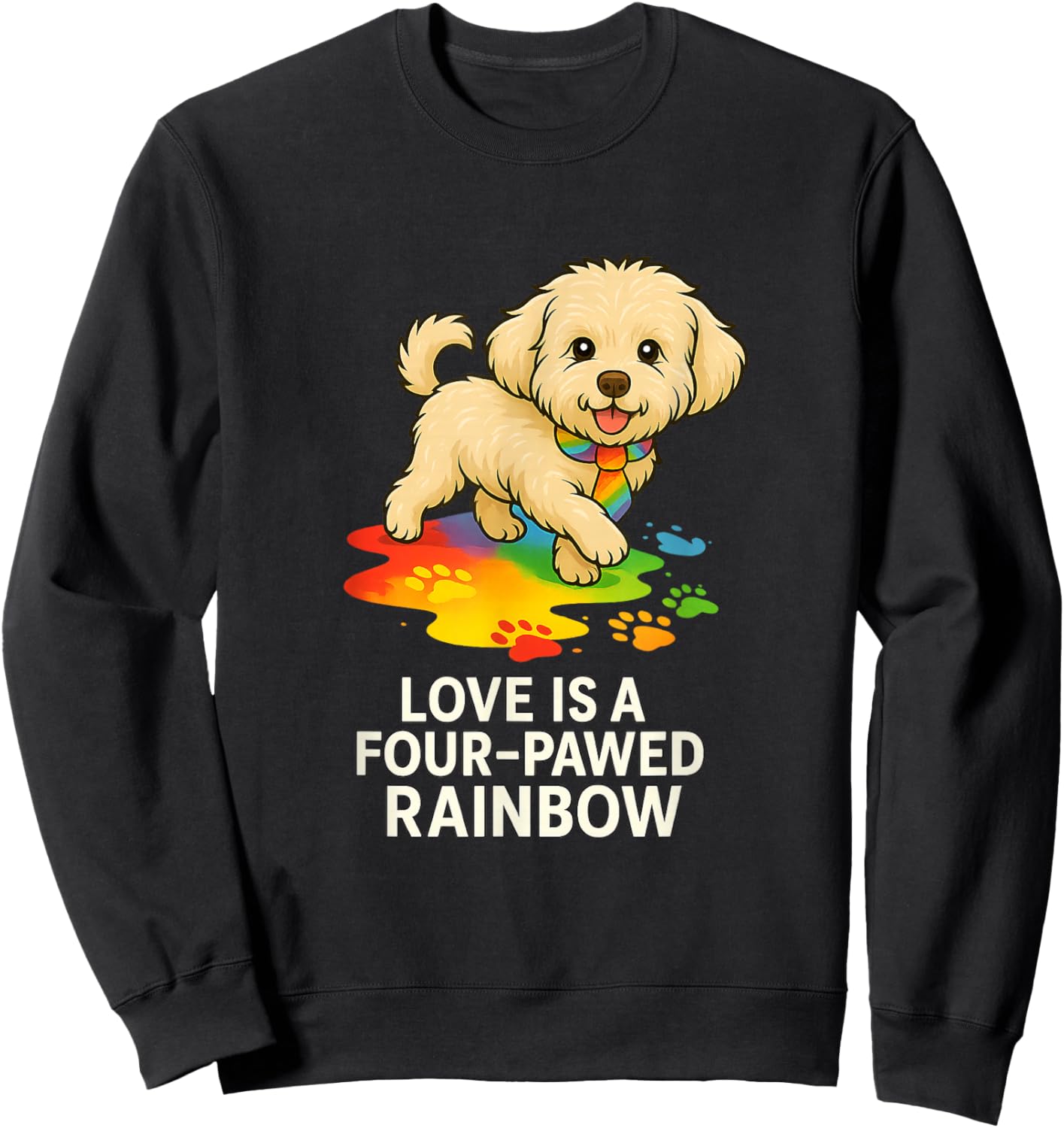 Love is a Four-Pawed Rainbow – Cute Pride Maltipoo Dog Desig Sweatshirt - Sweatshirt | Black