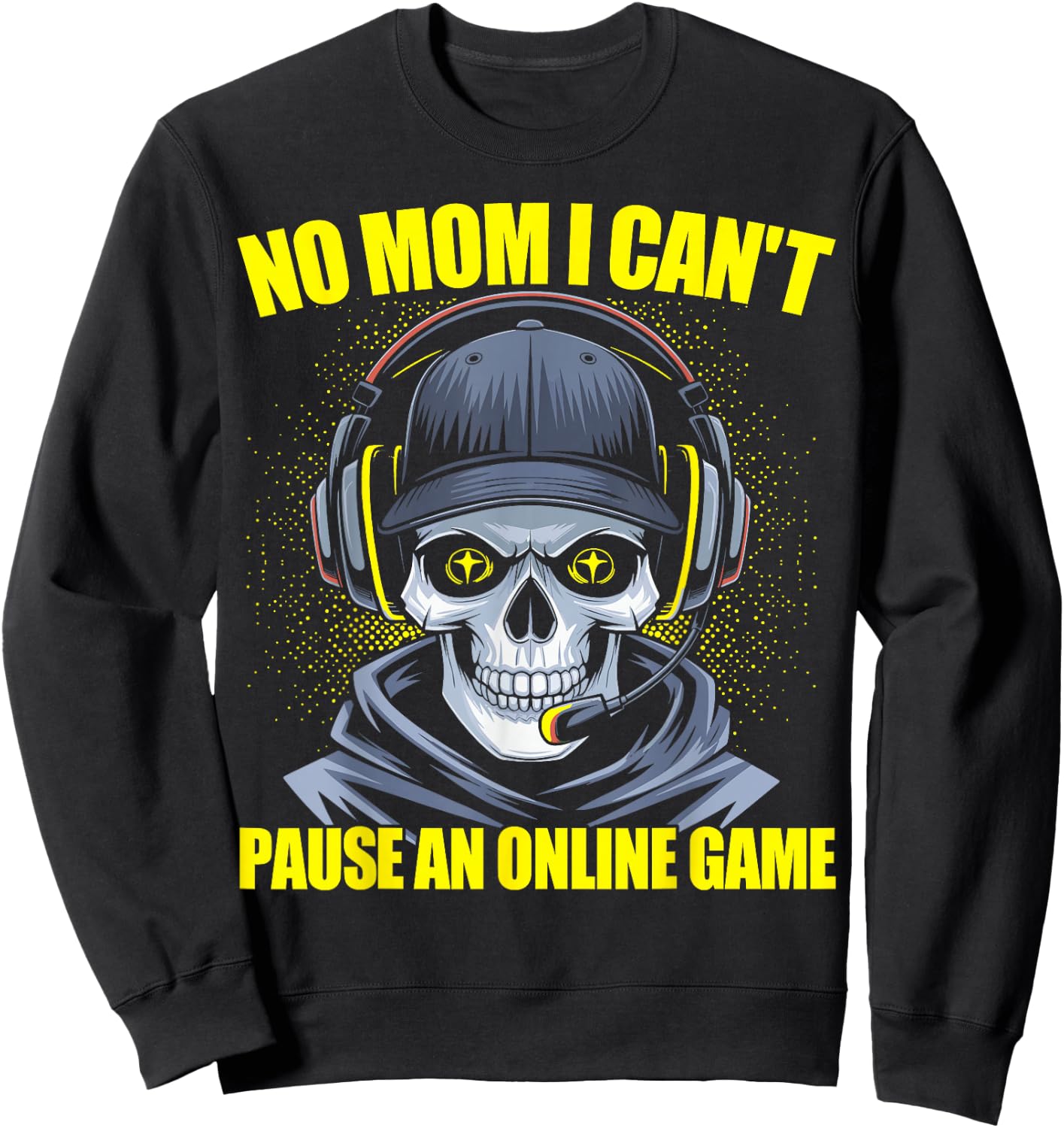 Gamer Skeleton Gaming Video Games Sweatshirt - Sweatshirt | Black