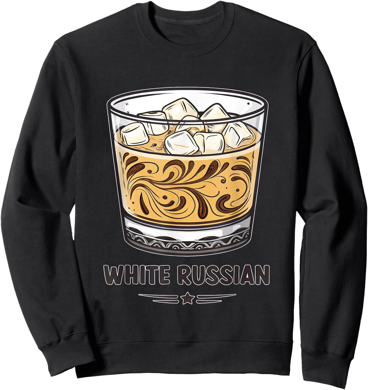 White Russian Cocktail Art Graphic Sweatshirt - Sweatshirt | Black