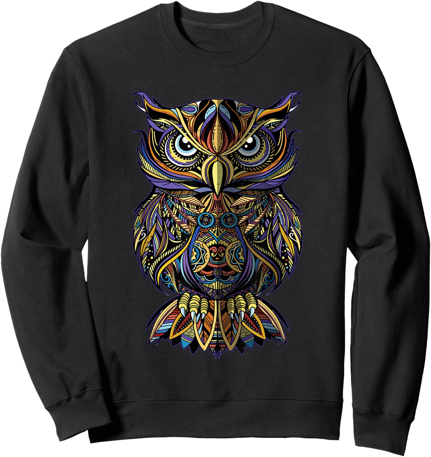 Cool Geometric Owl Unique Avian Architecture Owl Art Sweatshirt - Sweatshirt | Black