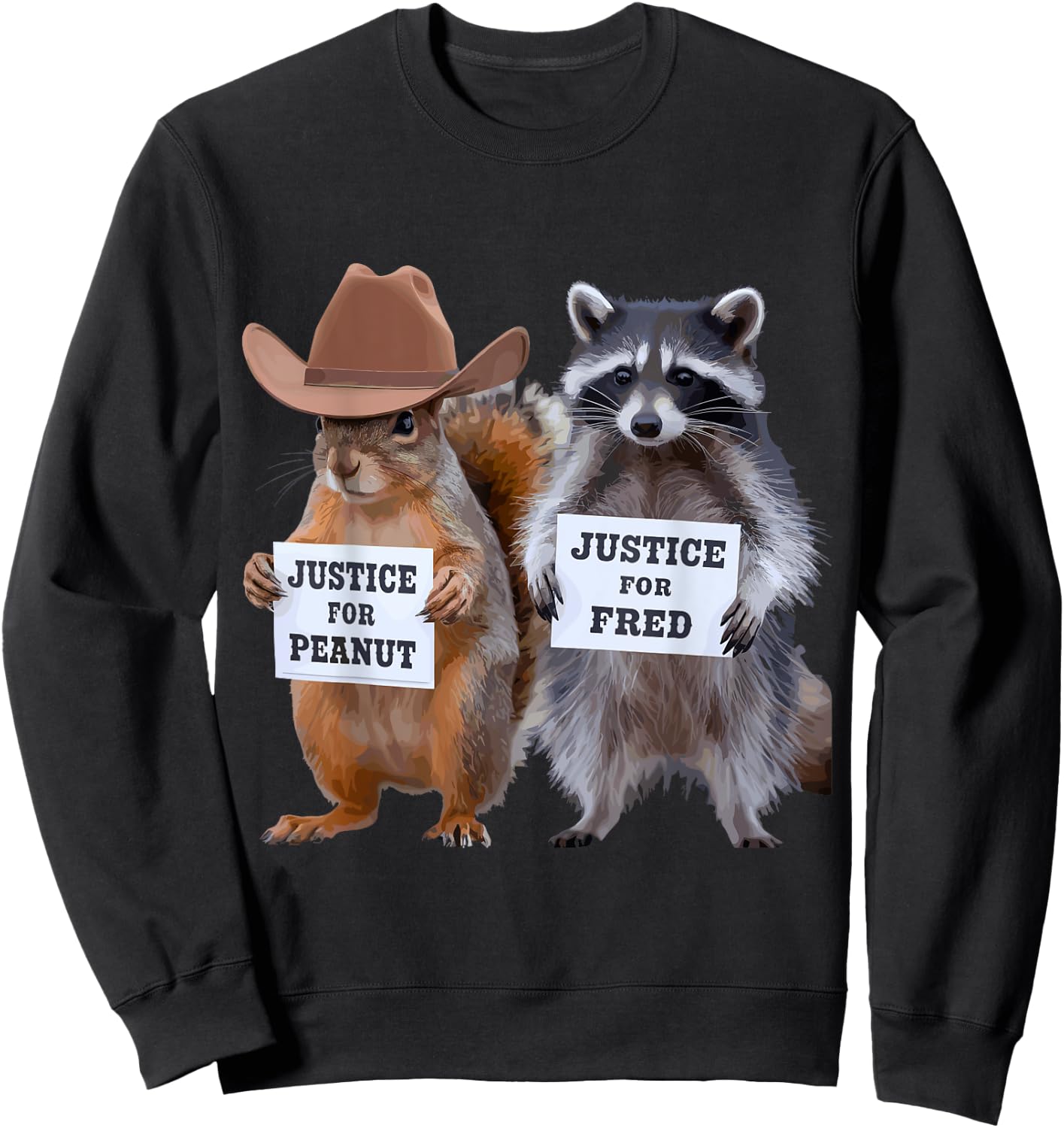 Justice for The Squirrel Peanut and The Raccoon Fred Sweatshirt - Sweatshirt | Black