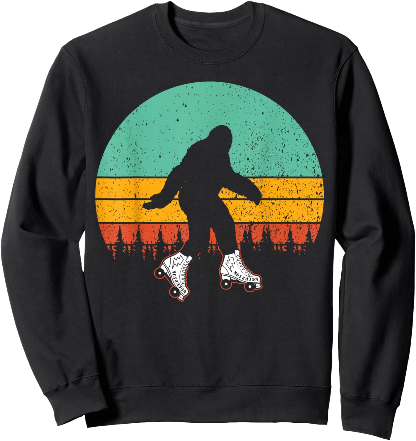 Retro Bigfoot Roller Skate Shirt Skating Sasquatch 80's Gift Sweatshirt - Sweatshirt | Black
