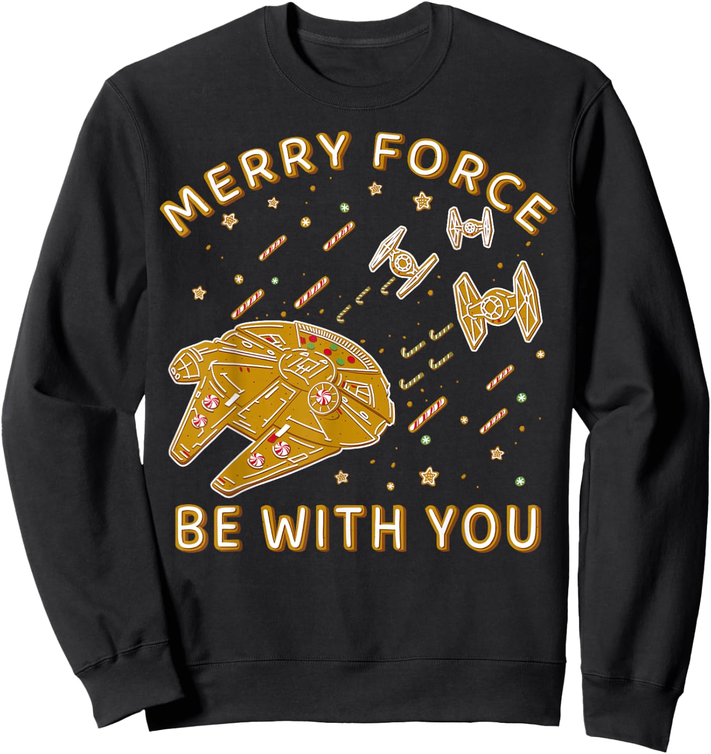 Star Wars Christmas Merry Force Be With You Cookies Sweatshirt - Sweatshirt | Black
