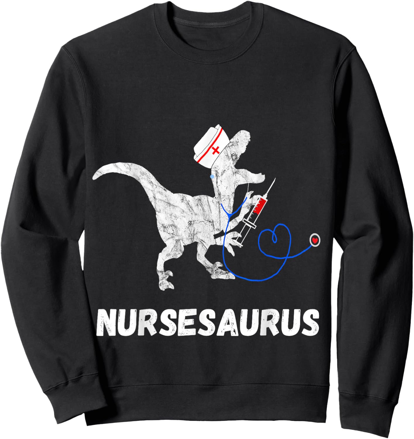 Nurse Dinosaur Funny Doctor Dino Doctor T-Rex Sweatshirt - Sweatshirt | Black