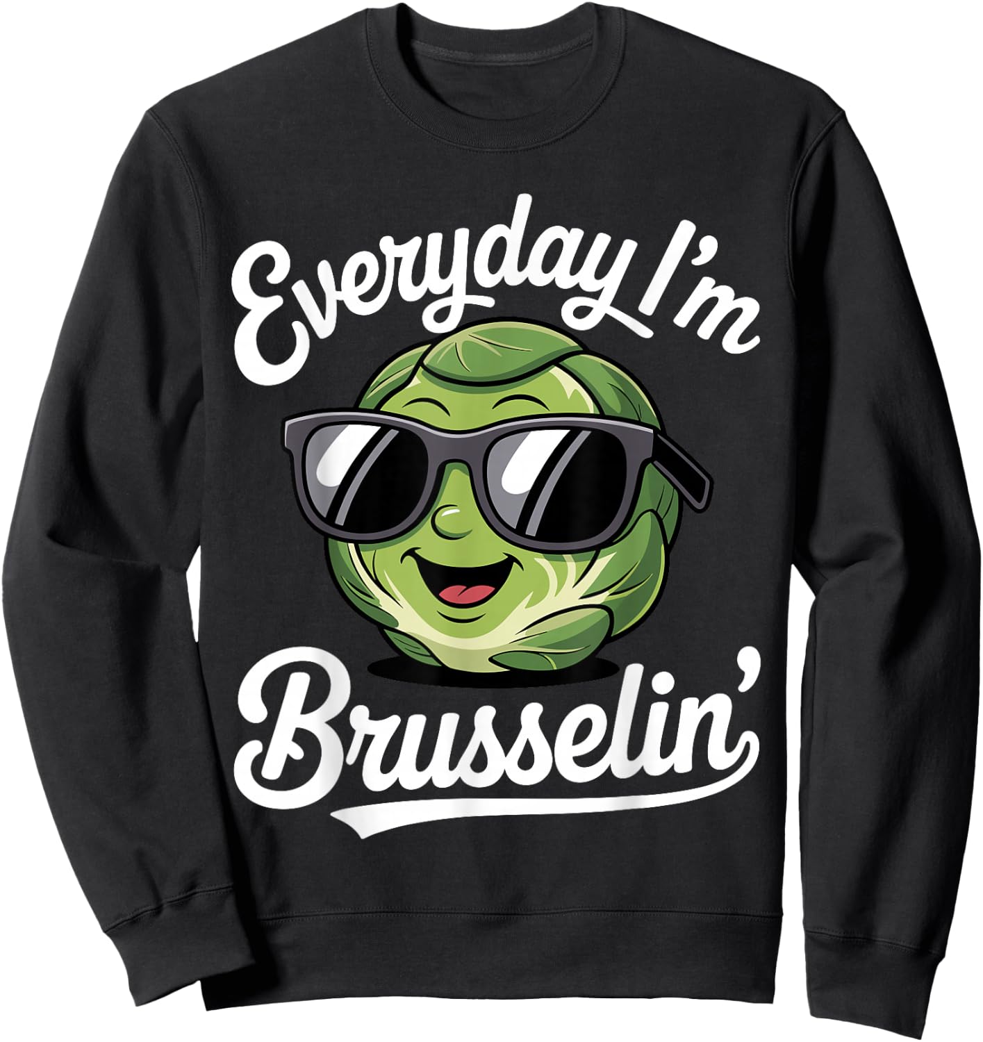 Funny Brussels Sprout Art Women Kids Vegetable Lover Sweatshirt - Sweatshirt | Black