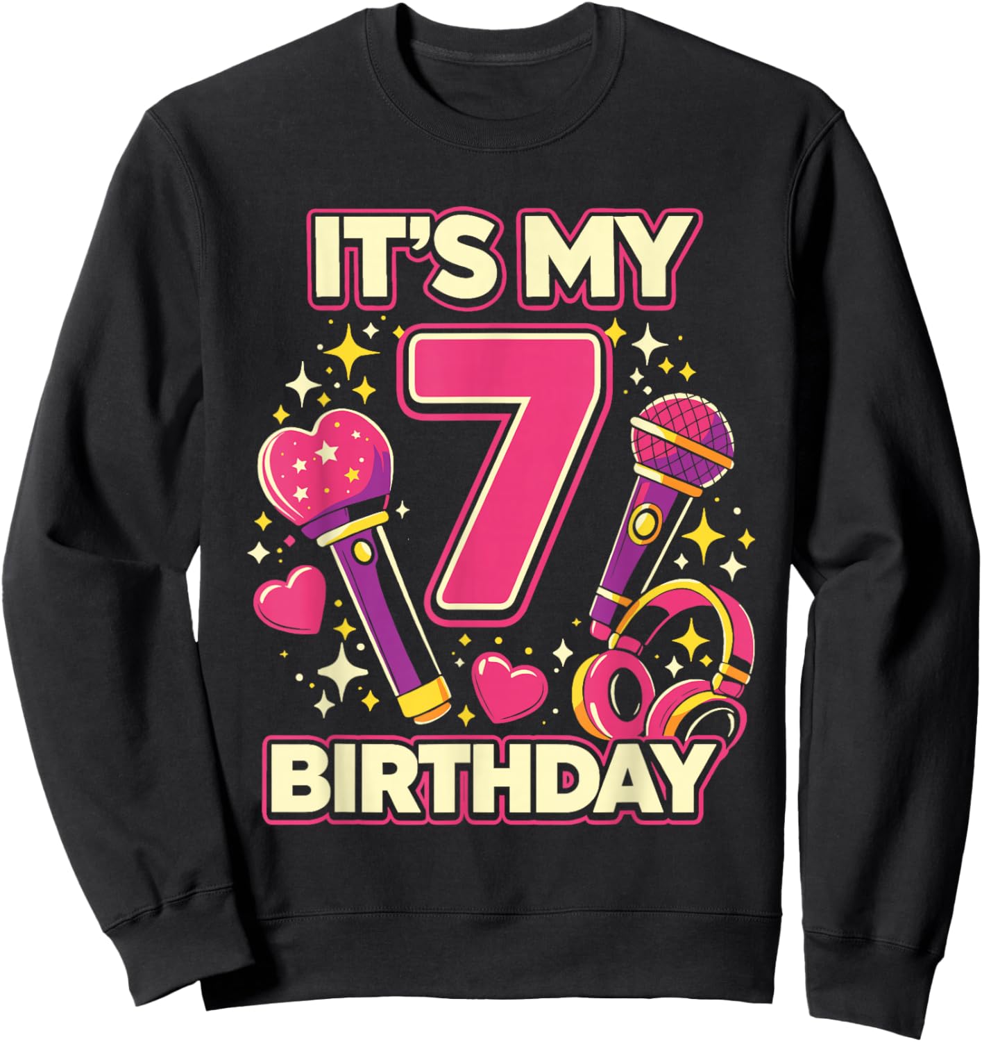 7 Years Old Kpop Kids It’s My 7th Birthday K-Pop Girl Sweatshirt - Sweatshirt | Black