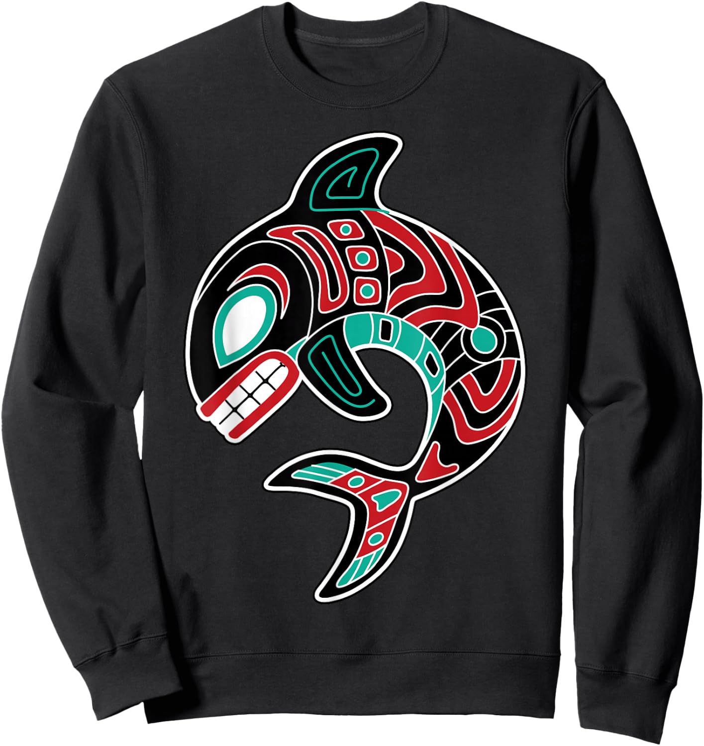 Orca Northwest American Indian Totem Killer Whale Sweatshirt - Sweatshirt | Black