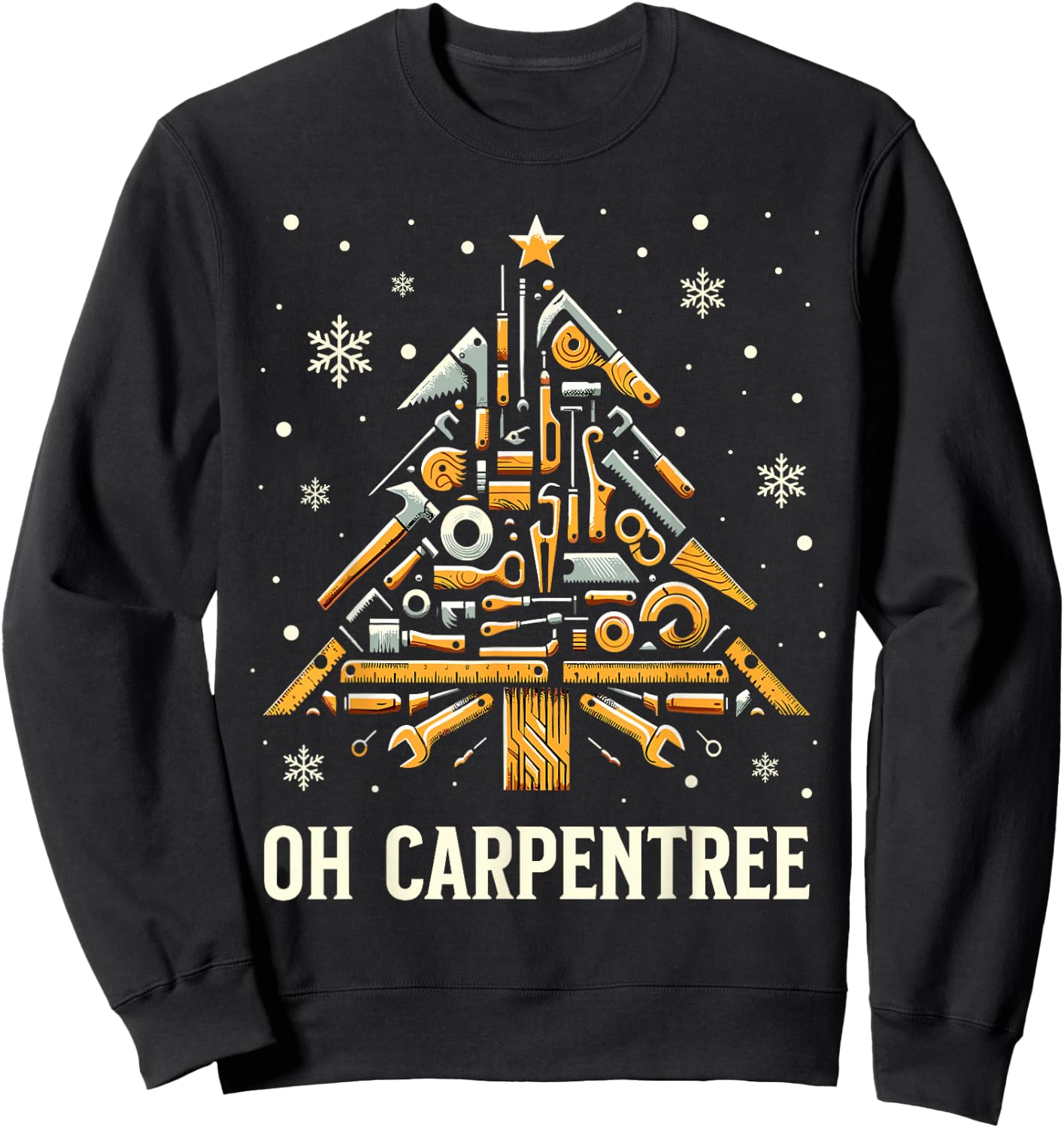 Funny Woodworker Carpenter Funny Christmas Woodworking Sweatshirt - Sweatshirt | Black
