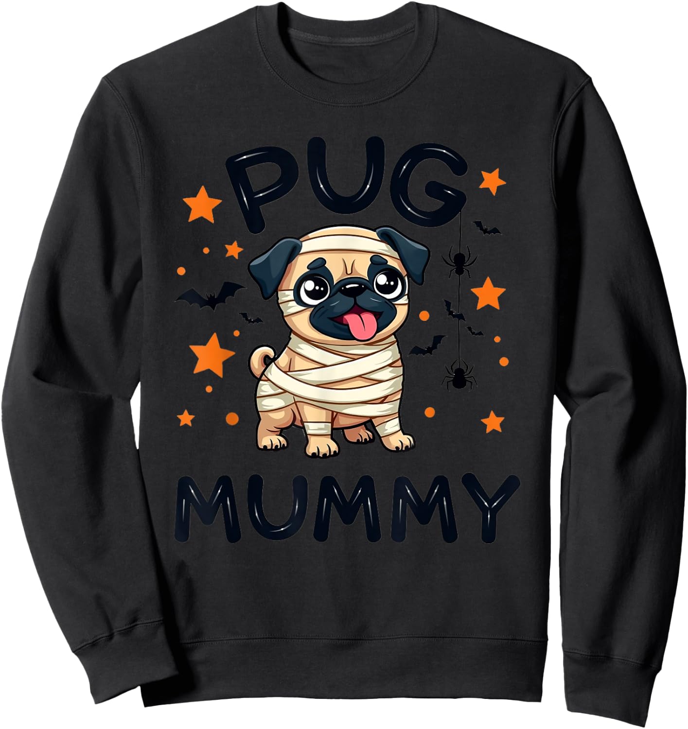 Pug Mummy Halloween Dog Lovers Costume Men Women Kids Sweatshirt - Sweatshirt | Black