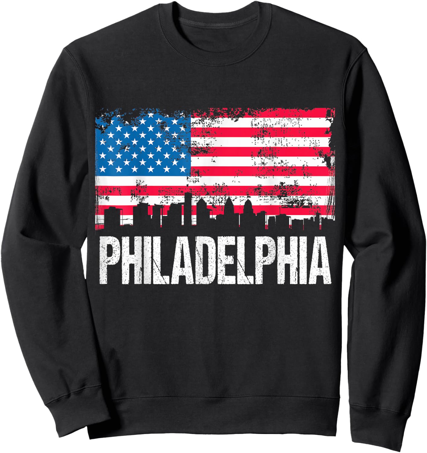 US Flag American City Skyline Philadelphia Pennsylvania USA Sweatshirt - Sweatshirt | Black
