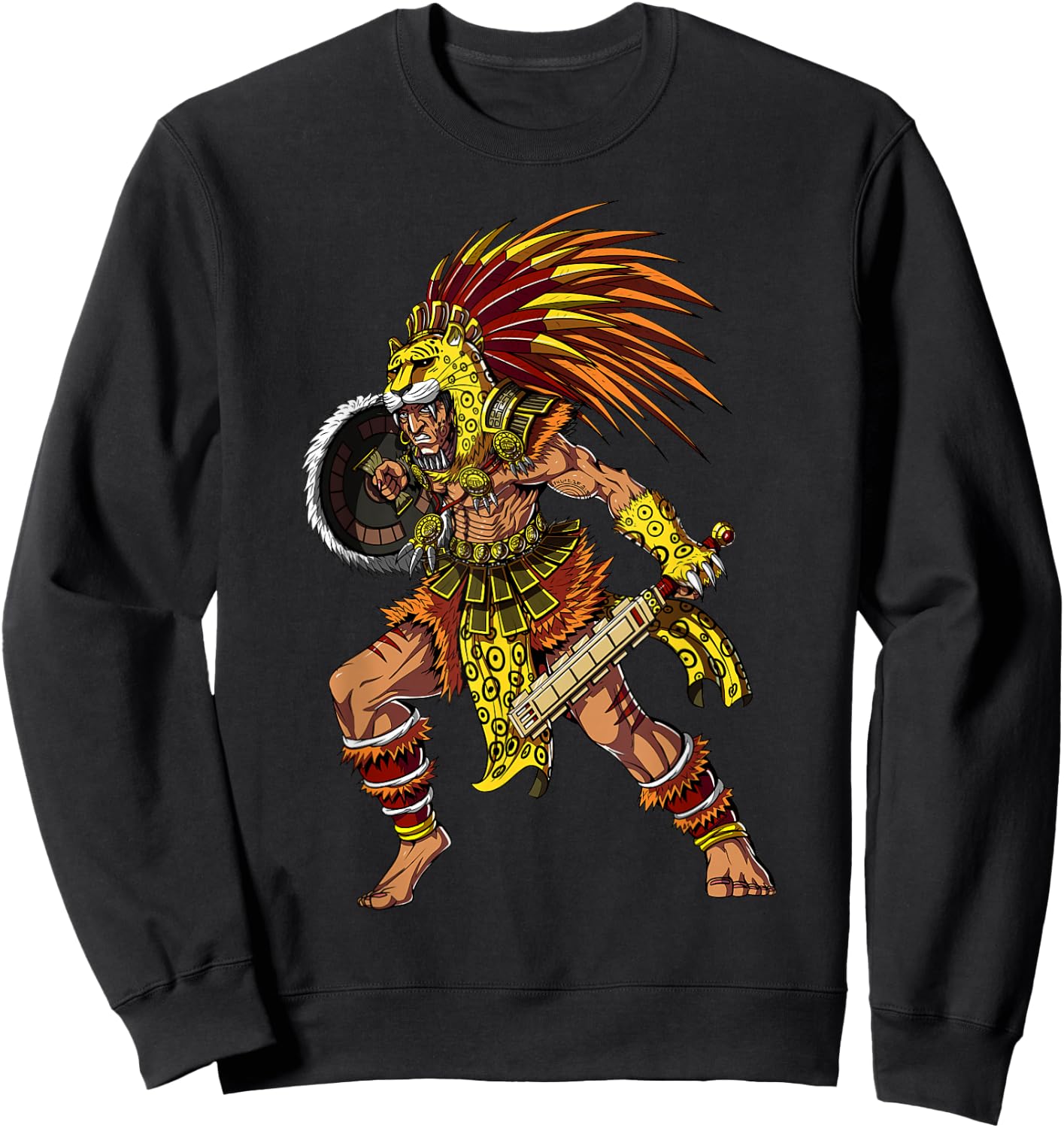 Aztec Jaguar Warrior Ancient Aztec Civilization Sweatshirt - Sweatshirt | Black