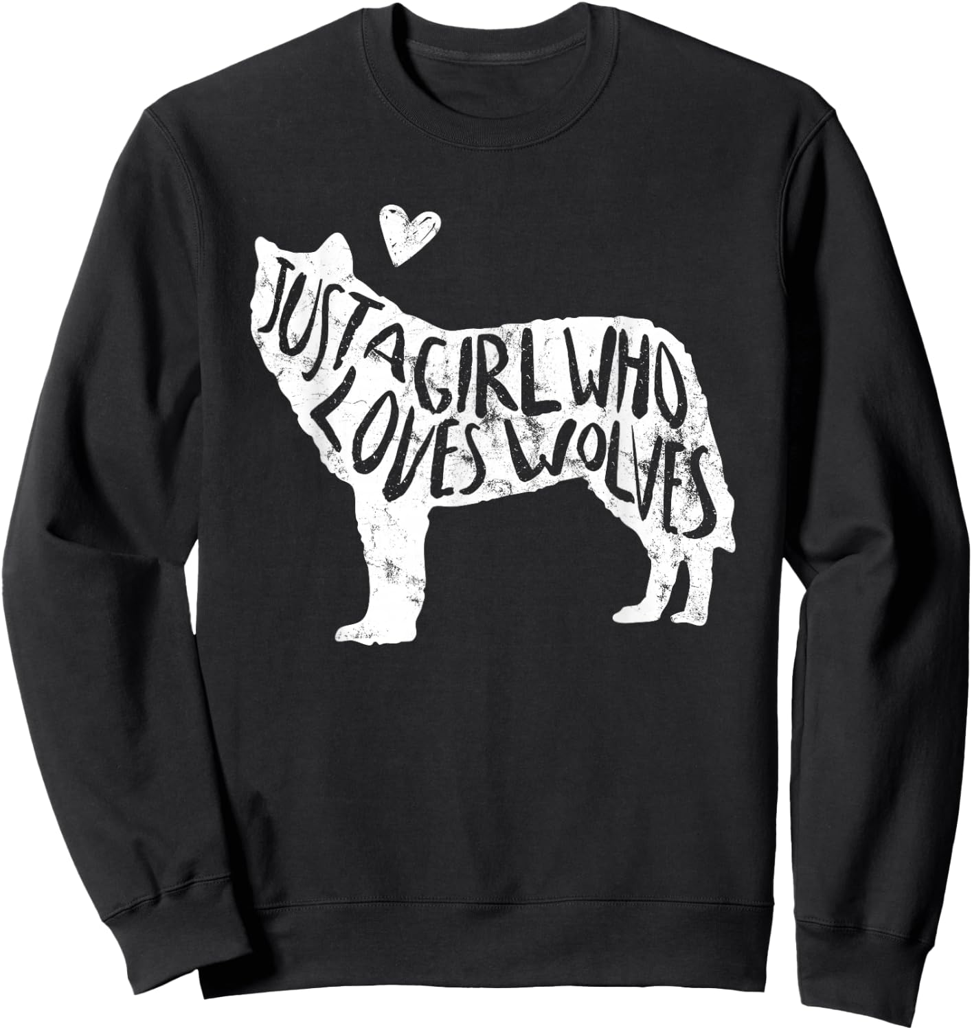 Just A Girl Who Loves Wolves Cute Wolf Silhouette Women Sweatshirt - Sweatshirt | Black