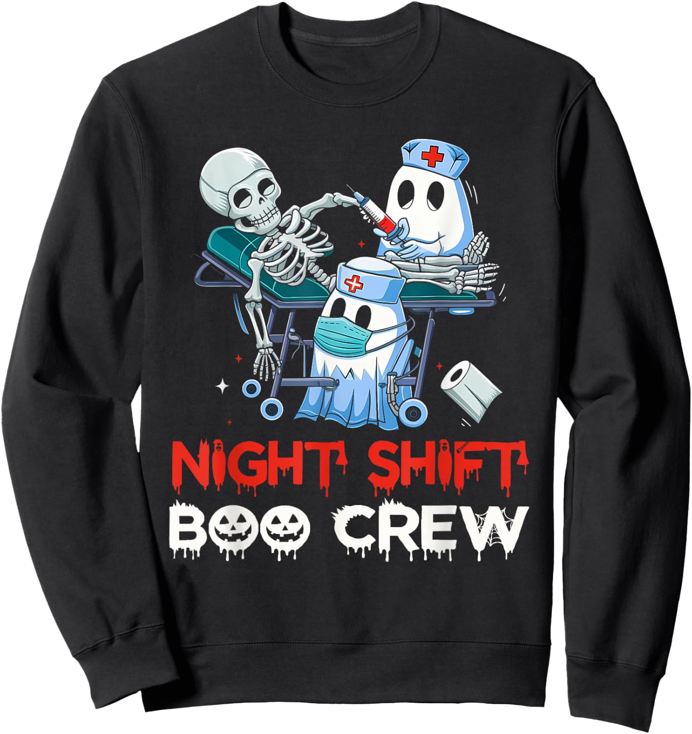 Night shift nurse Halloween shirt Night Shift Boo Crew Sweatshirt - Sweatshirt | Black