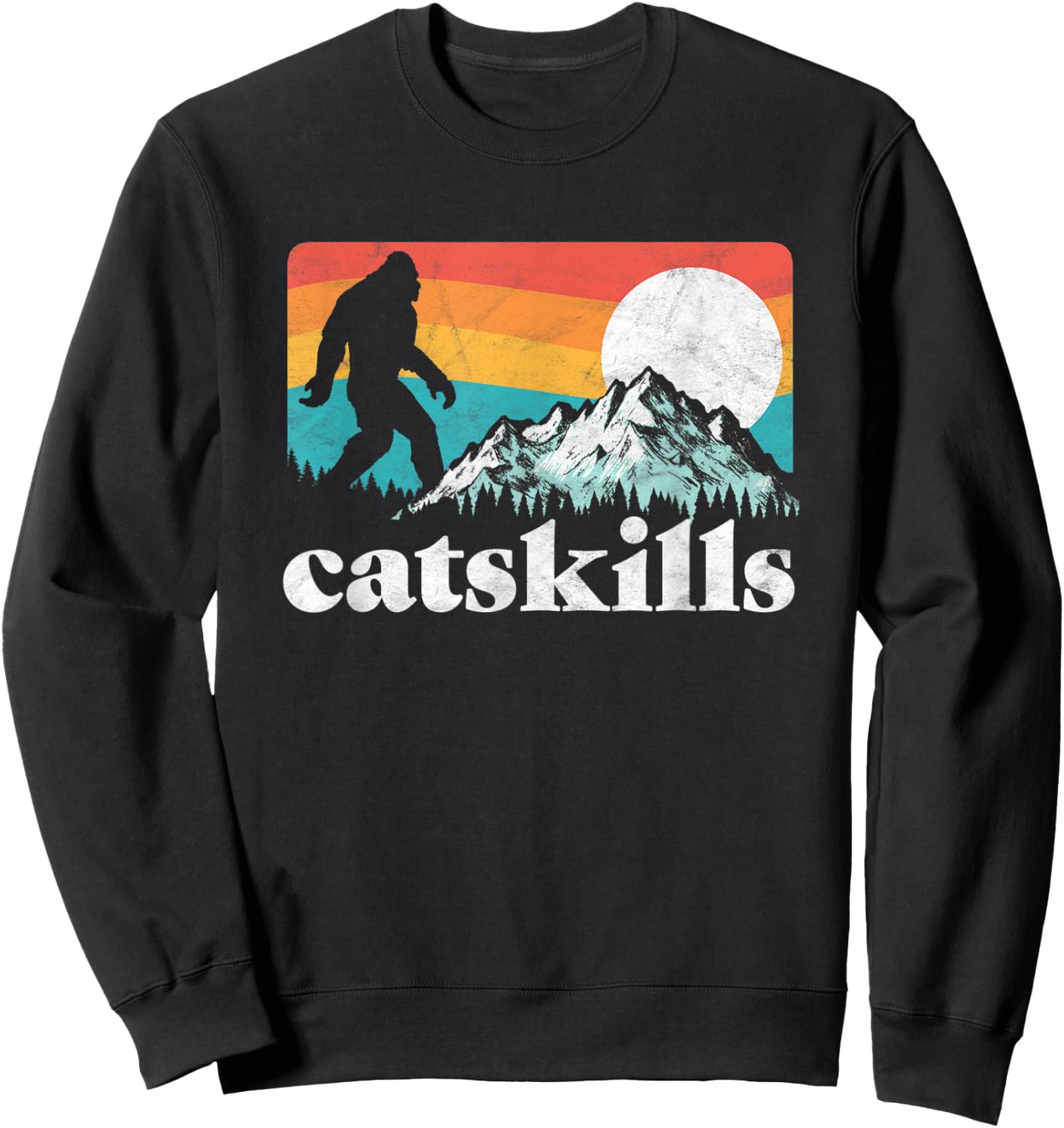 Catskills New York Retro Bigfoot Mountains Sweatshirt - Sweatshirt | Black