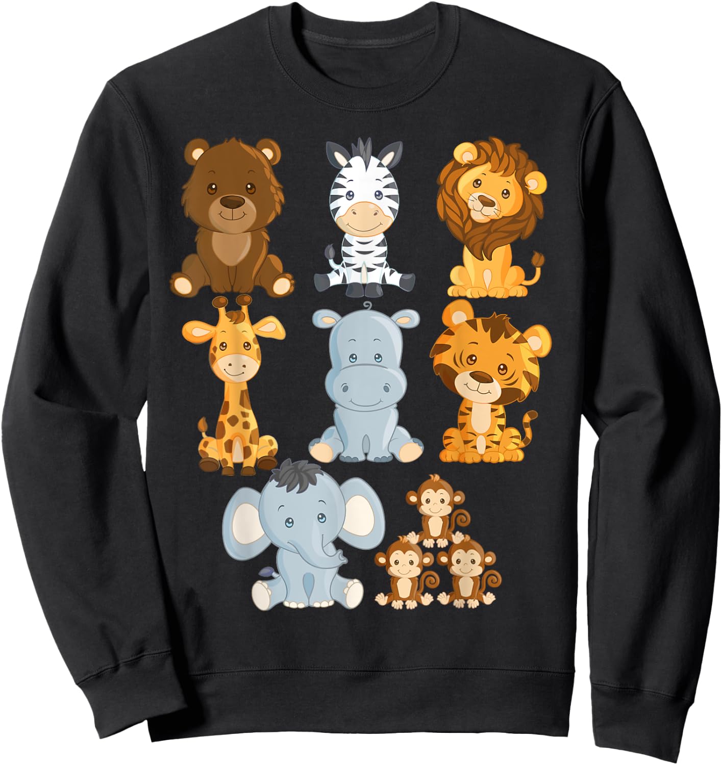 Boy's Girl's Safari Zoo Jungle Animals For Toddlers Sweatshirt - Sweatshirt | Black