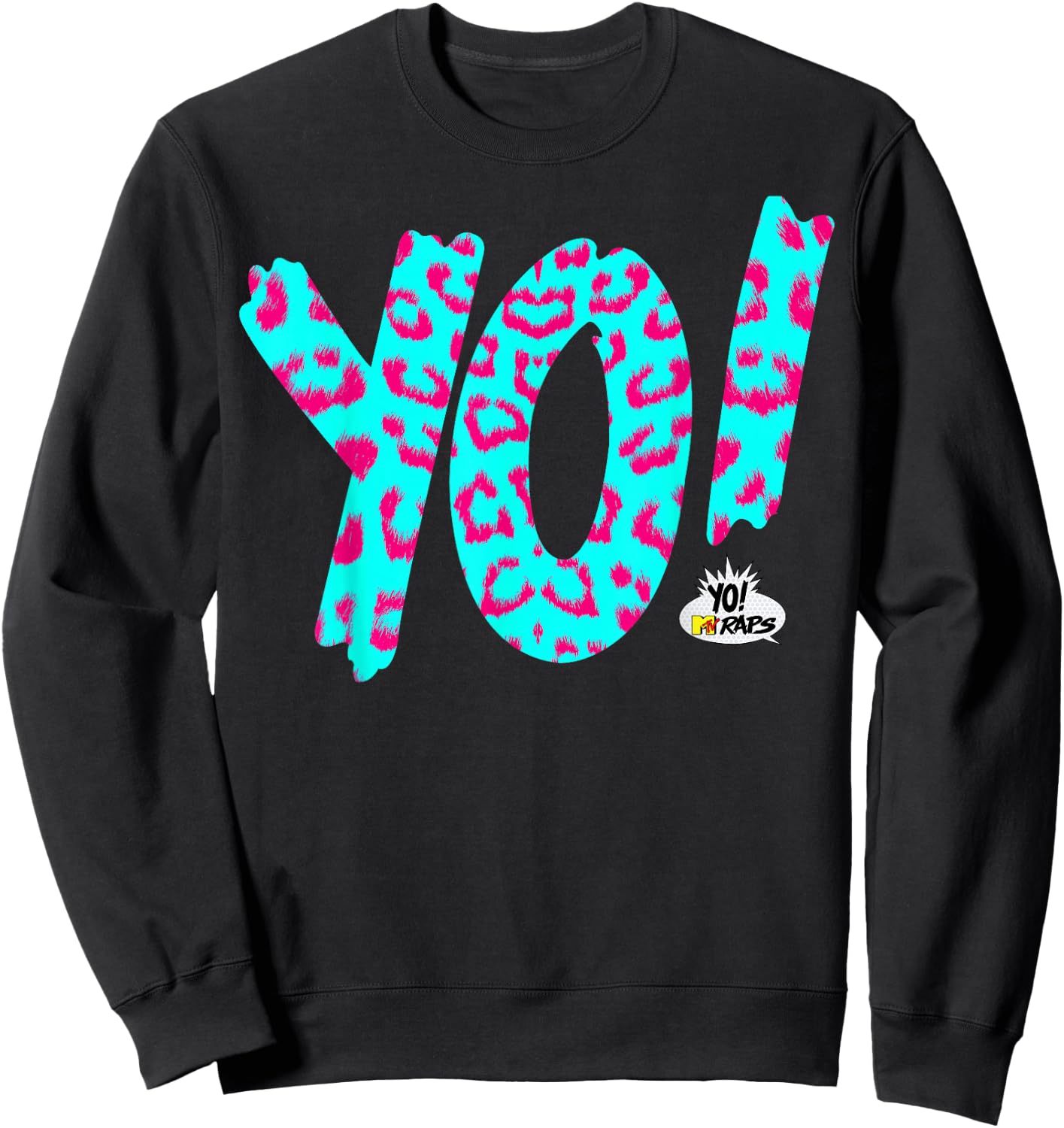 Yo! MTV Raps Neon Leopard Print Logo Sweatshirt - Sweatshirt | Black