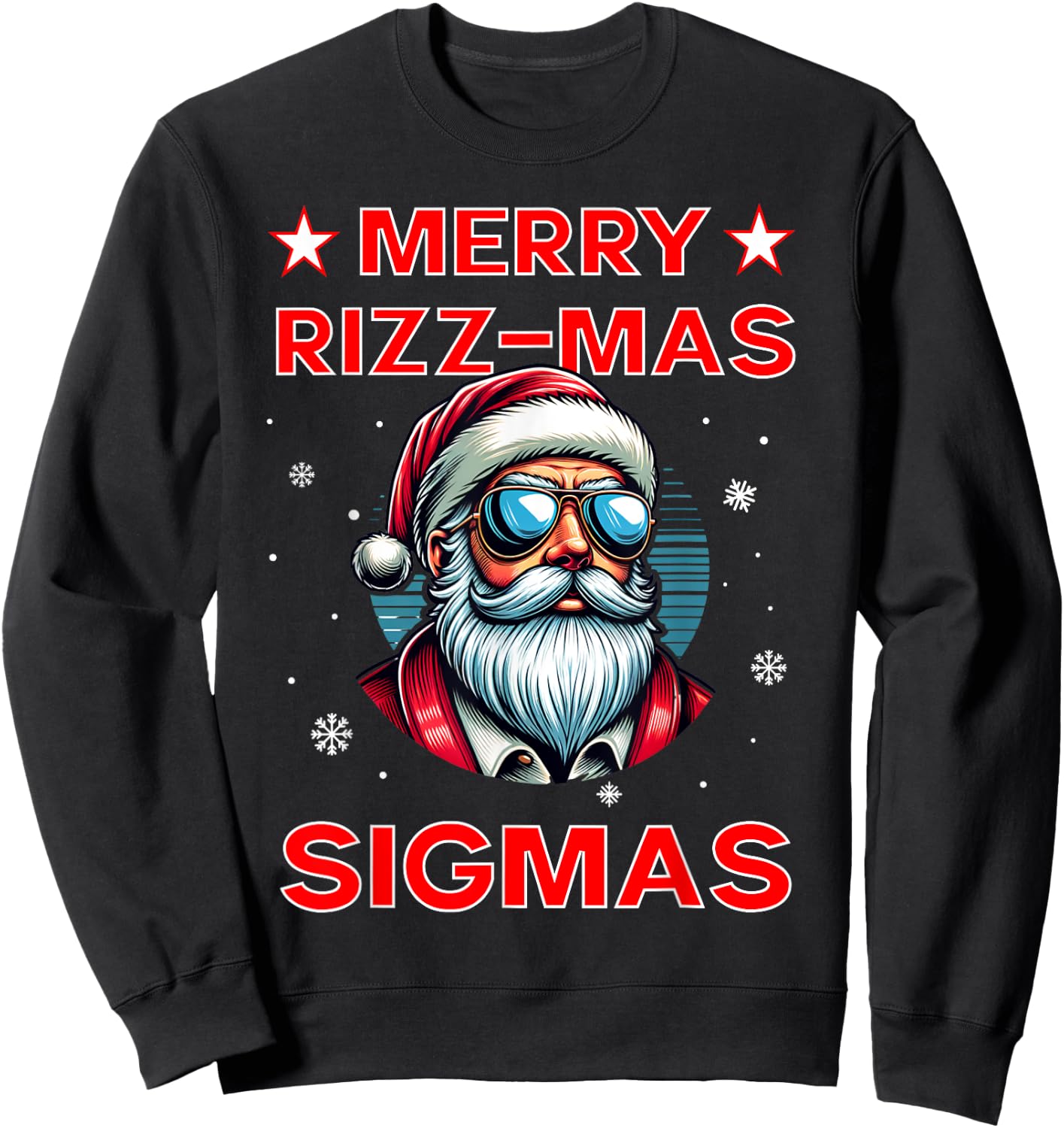 Merry Rizz Mas Sigmas Funny Middle School Alpha Christmas Sweatshirt - Sweatshirt | Black
