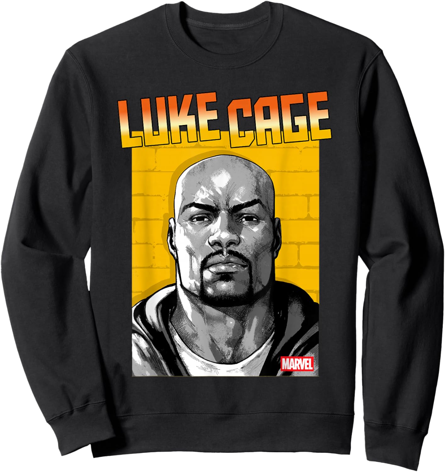 Marvel Comics Luke Cage Urban Street Portrait Yellow Sweatshirt - Sweatshirt | Black