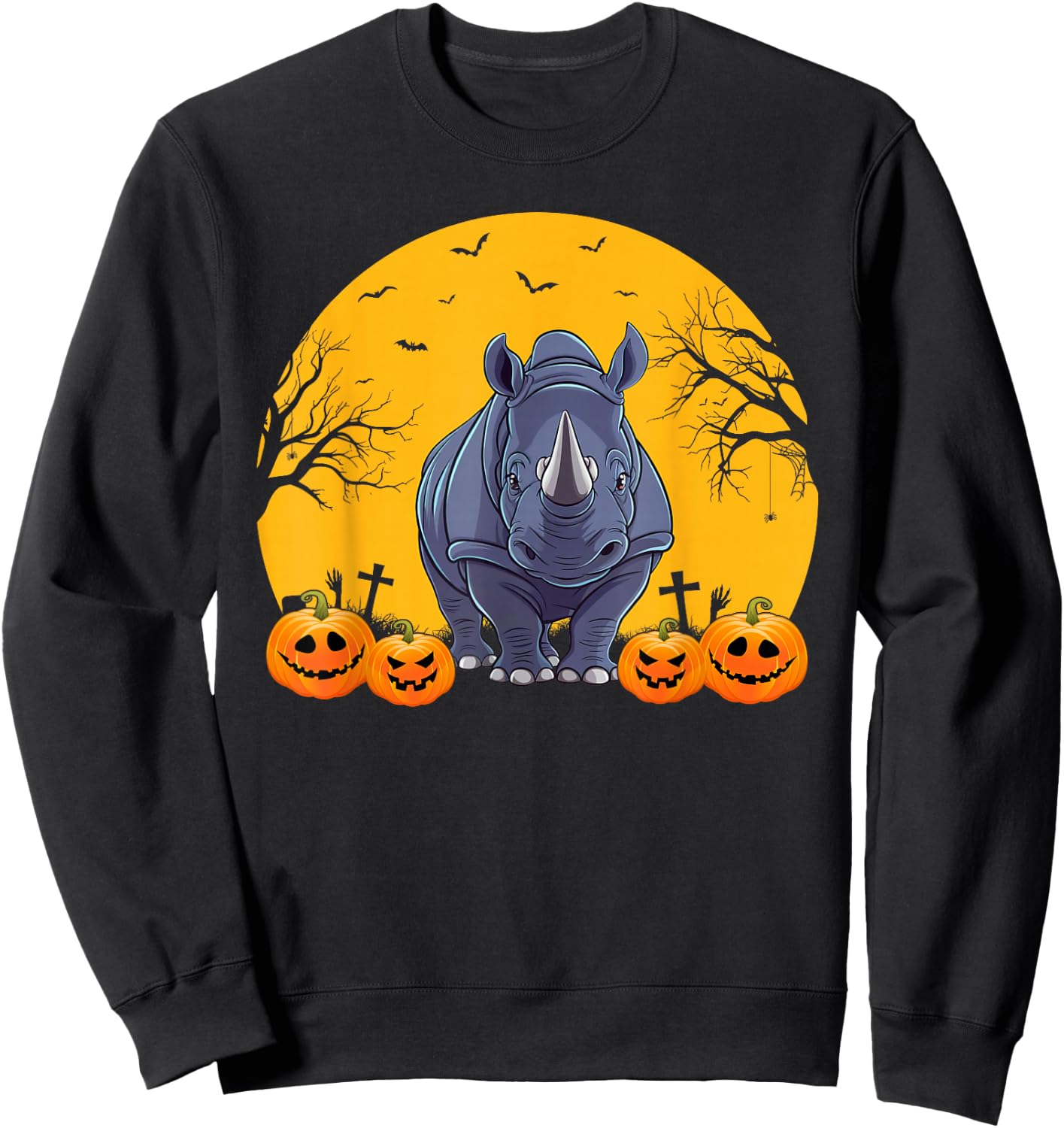 Rhino Lovers Men Women Kids Matching Halloween Costume Sweatshirt - Sweatshirt | Black