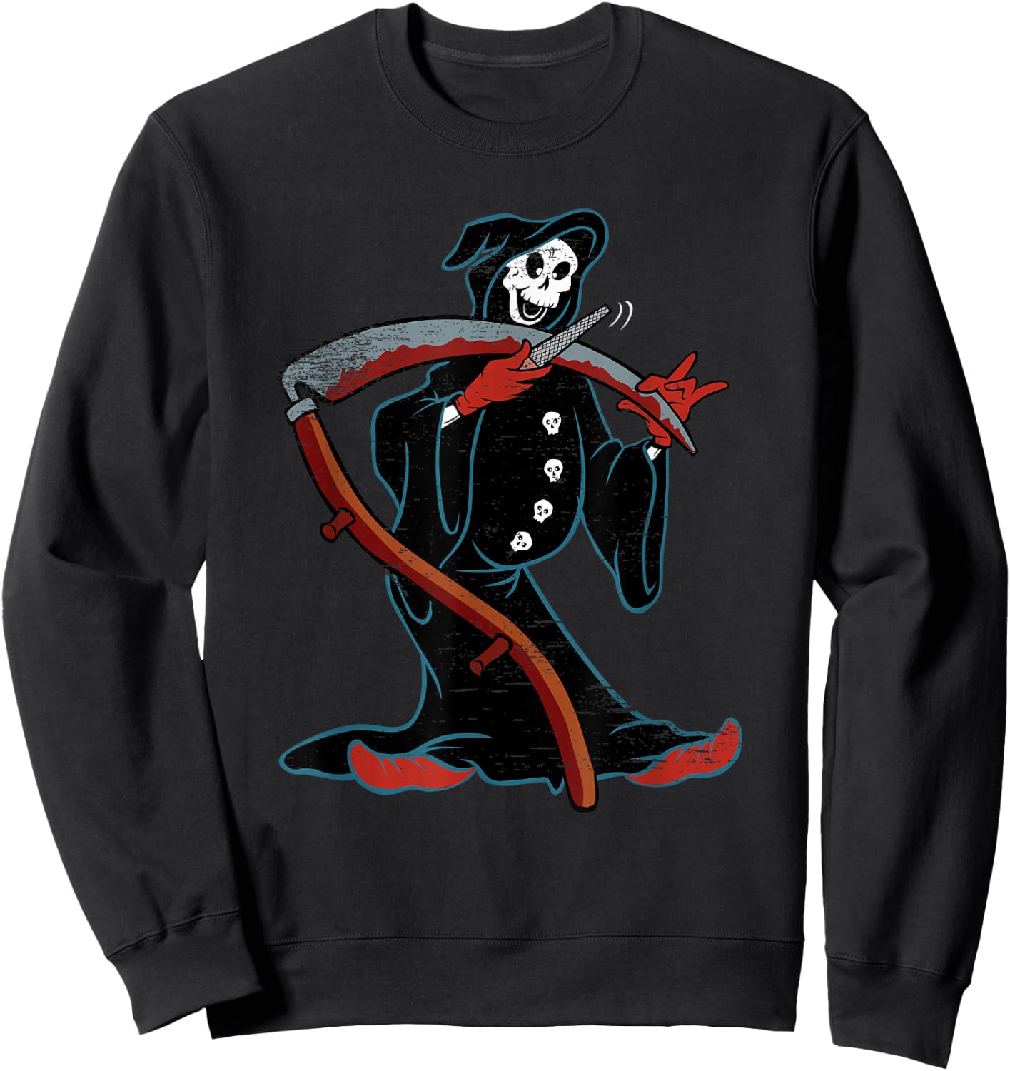 Vintage WW2 Hellcat Squadron VF-35 Grim Reapers Sweatshirt - Sweatshirt | Black