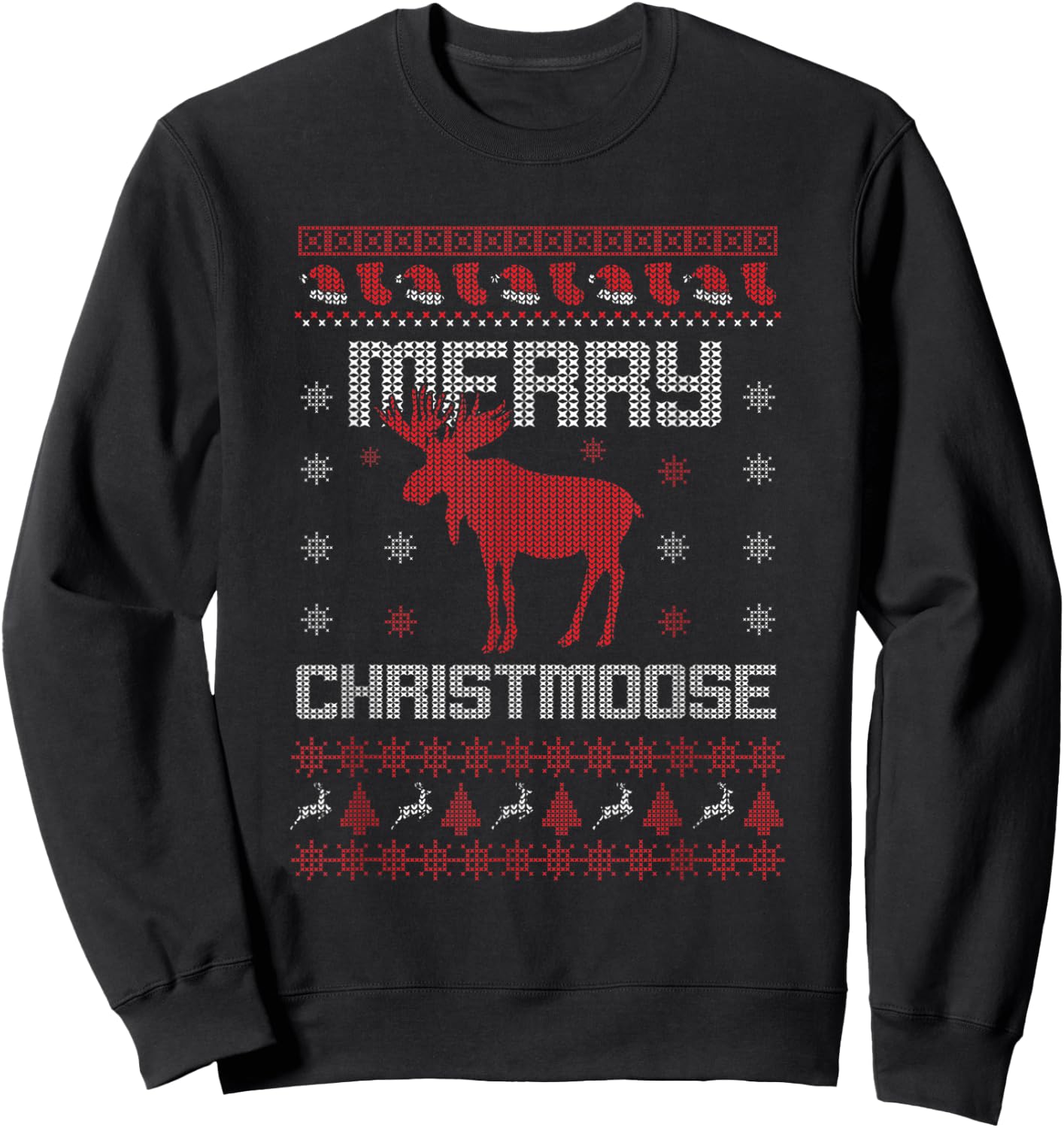 Merry Christmoose Alaska Christmas Moose Lover Gift Costume Sweatshirt - Sweatshirt | Black