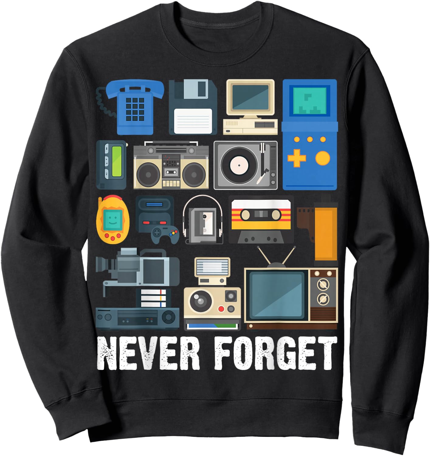 Retro Vintage Style 90's Technology Old Gadgets Lover Sweatshirt - Sweatshirt | Black