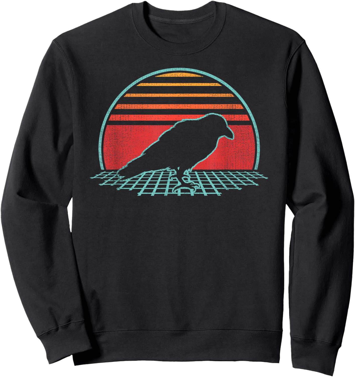 Raven Crow Lover Bird Animal Retro Vintage 80s Style Sweatshirt - Sweatshirt | Black