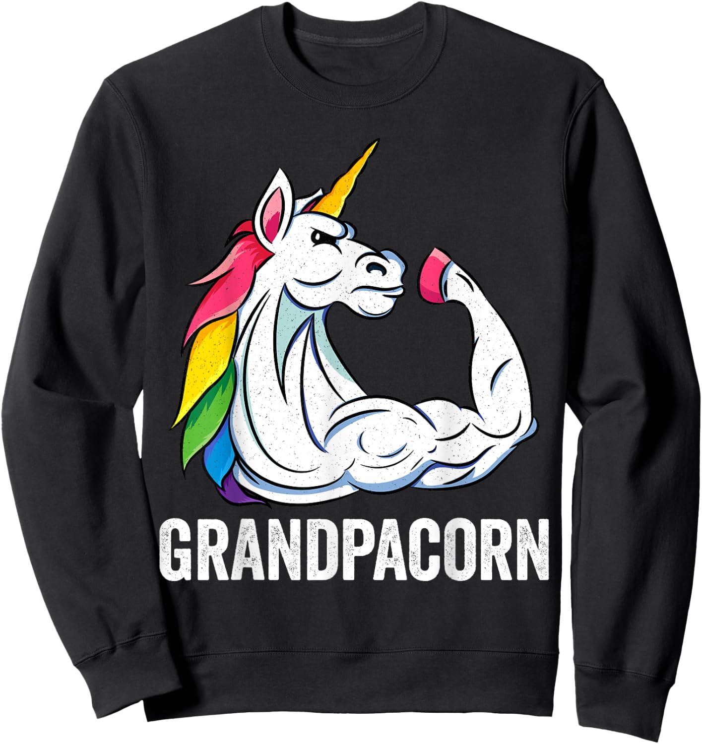 Cute Unicorn Grandpa Girl Birthday Party Apparel GrandpaCorn Sweatshirt - Sweatshirt | Black