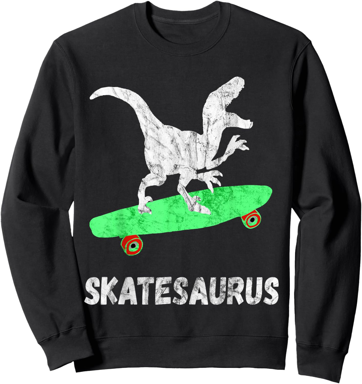 Skateboard Dinosaur Skateboarding T-Rex Funny Skateboarder Sweatshirt - Sweatshirt | Black