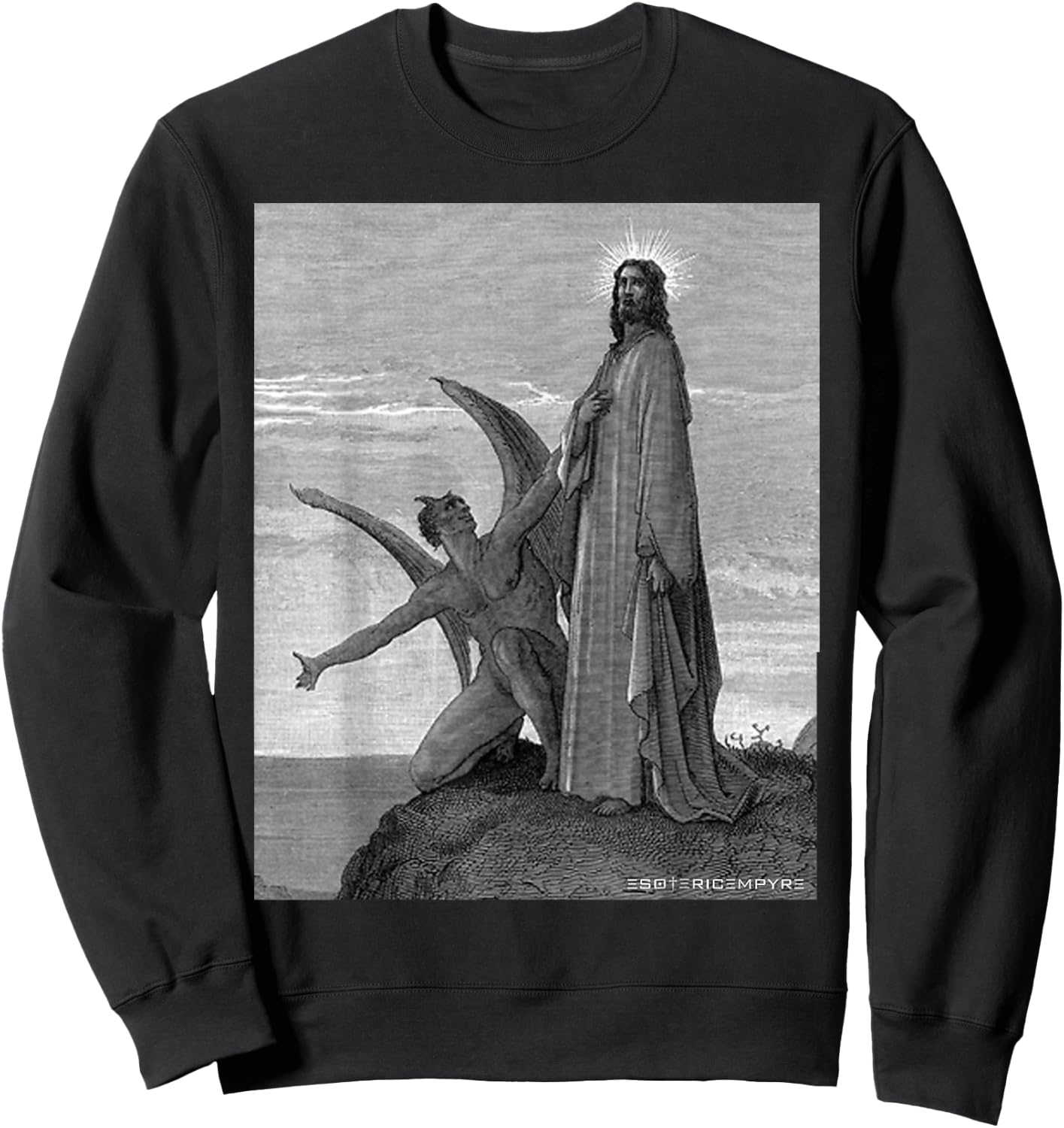 Jesus Christ Temptation of Satan Wilderness by Gustave Dore Sweatshirt - Sweatshirt | Black