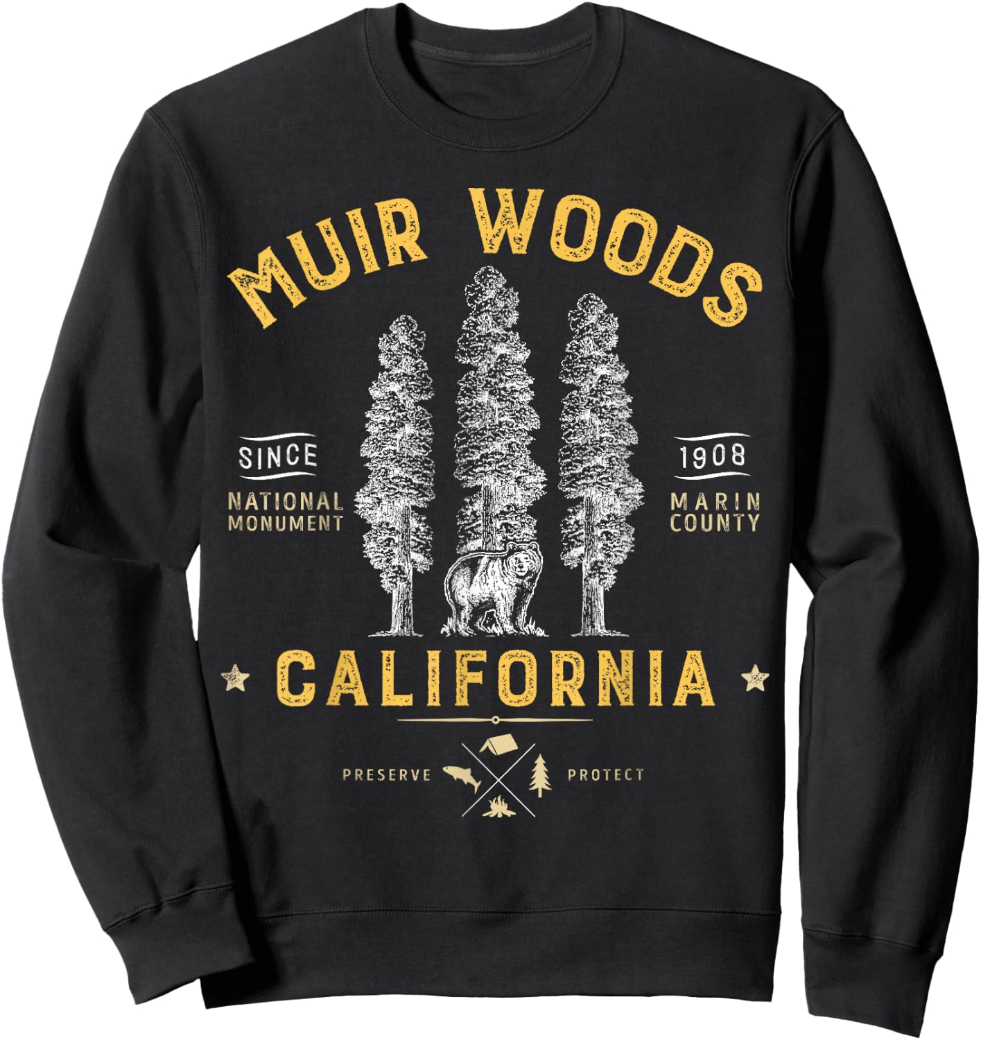 Muir Woods National Monument T Shirt California Redwood Park Sweatshirt - Sweatshirt | Black