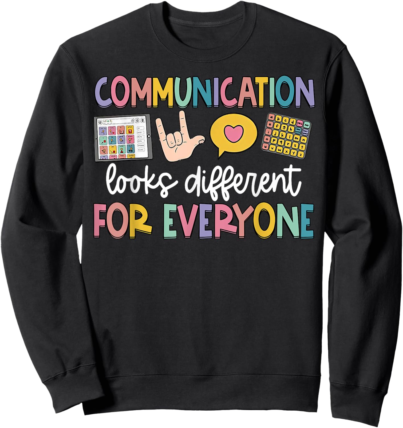 Funny Communication Looks Different Shirt - Kids -Adults Teacher Animal Print - Black, Small - Short Sleeve - Classic Fit - - Polyester 100% Sweatshirt - Sweatshirt | Black