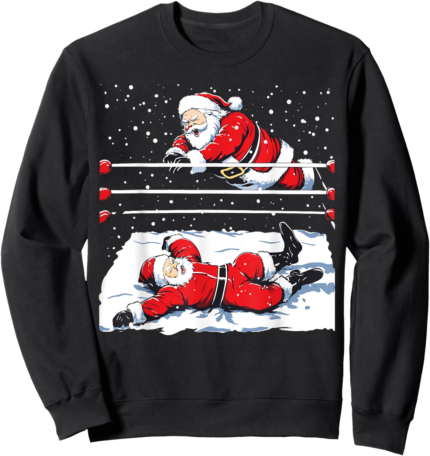 Santa Wrestling Lover Wrestler Christmas Xmas Pajama Sweatshirt - Sweatshirt | Black