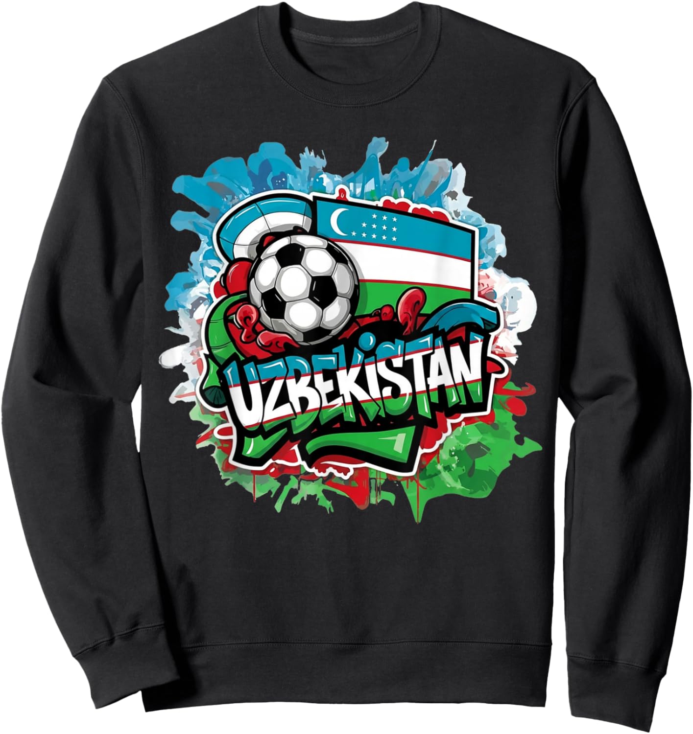 Uzbek Urban Streetwear Y2K Art National Flag Uzbekistan Sweatshirt - Sweatshirt | Black