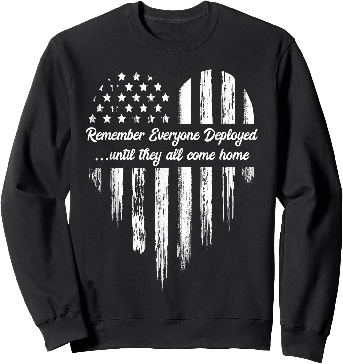 Red Friday Remember Everyone Deployed American Flag Heart Small Sweatshirt - Sweatshirt | Black