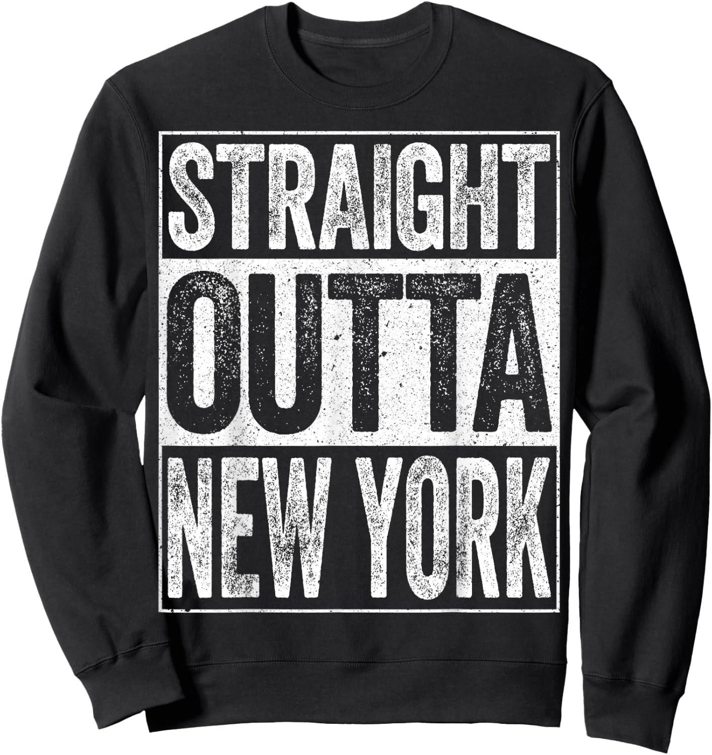 Straight Outta New York Shirt Patriotic New York State Kids Men Sweatshirt - Sweatshirt | Black