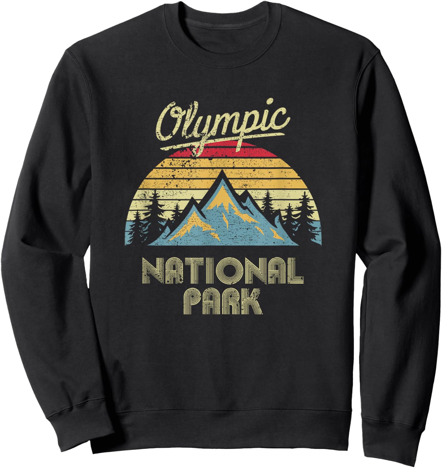 Vintage Retro Olympic National Park Mountain T Shirt Sweatshirt - Sweatshirt | Black