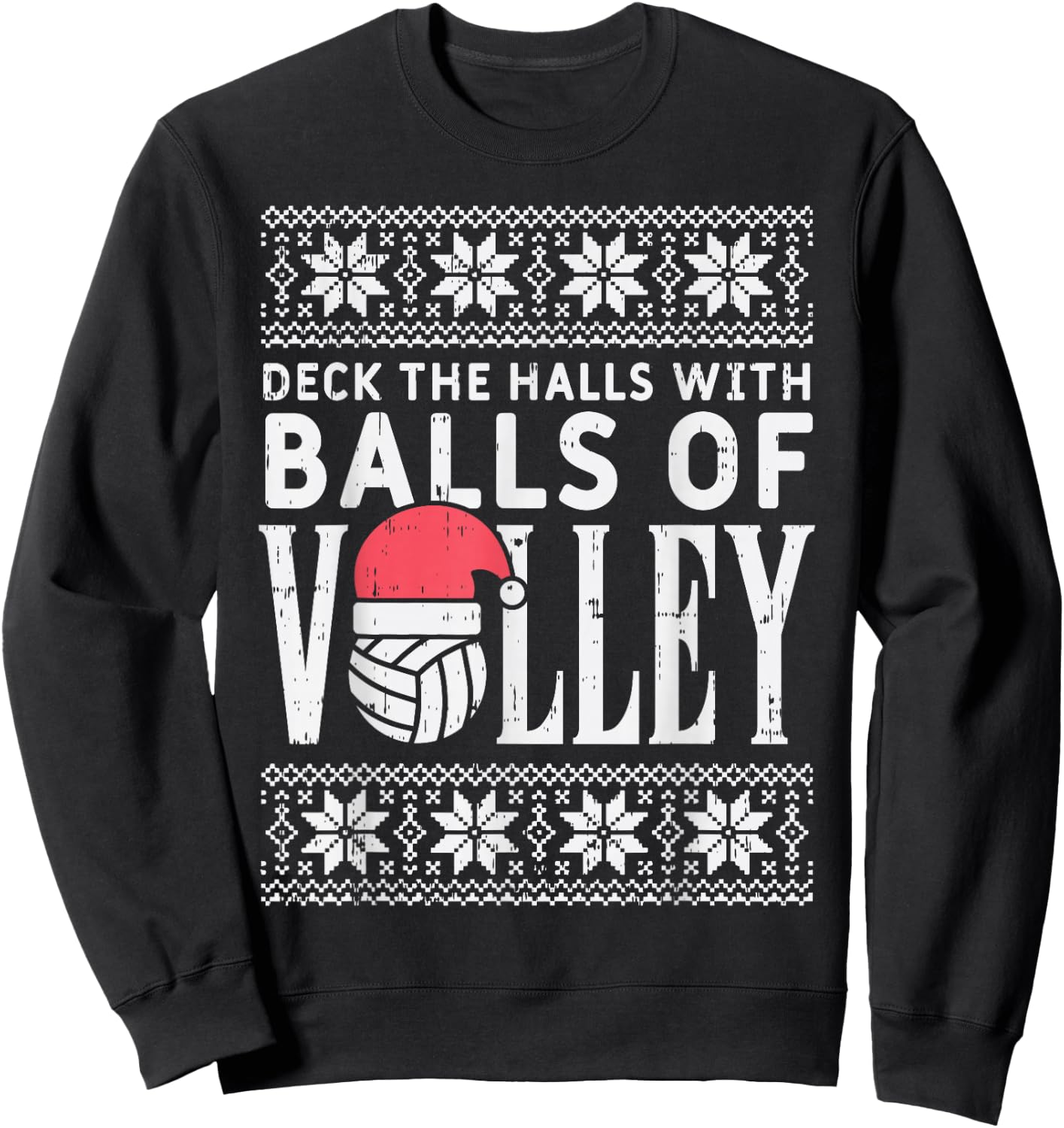 Balls Of Volley Xmas Volleyball Ugly Christmas Sweater Gift Sweatshirt - Sweatshirt | Black
