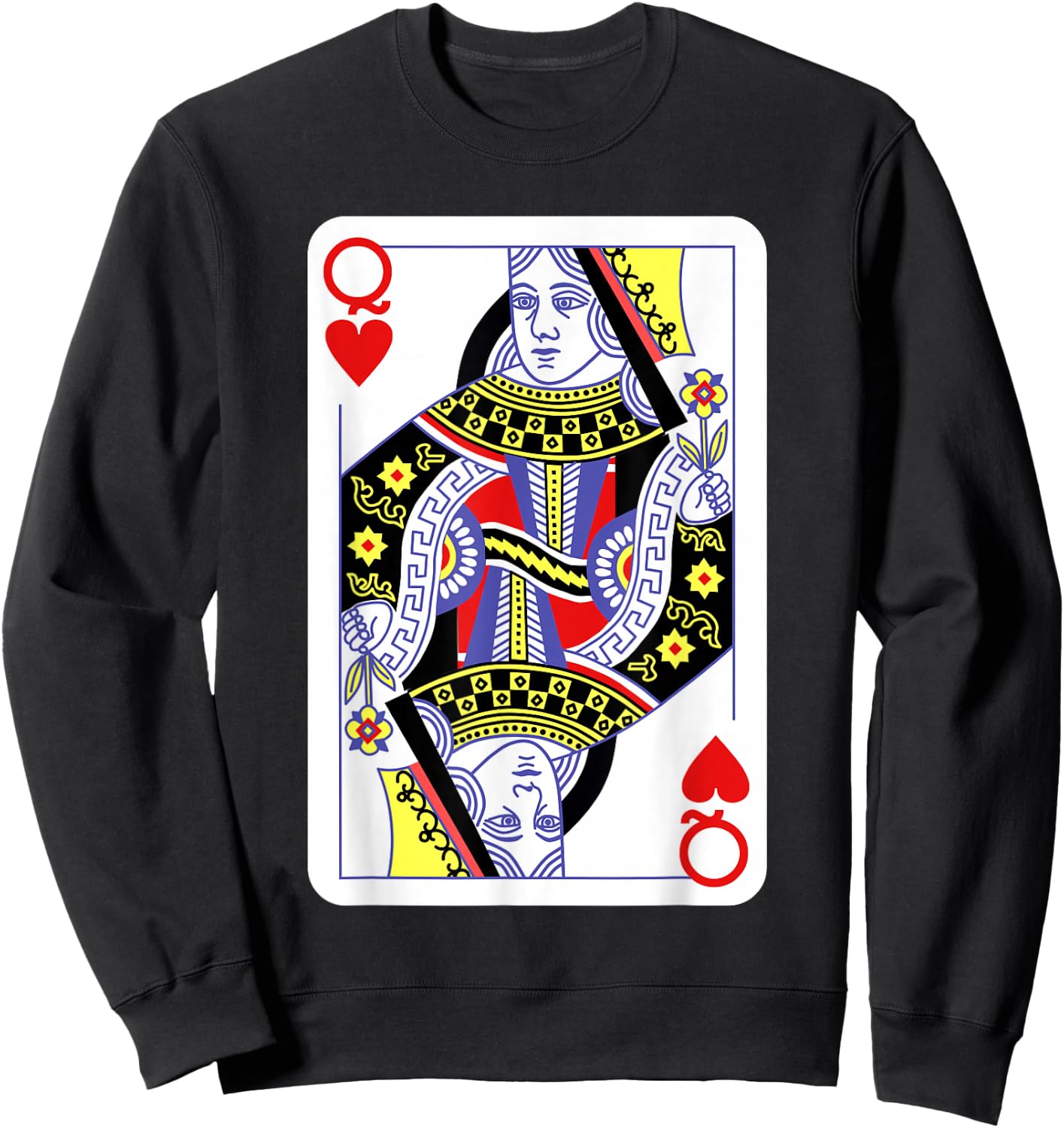 Queen of Hearts Playing Cards Halloween Costume Casino Easy Small Sweatshirt - Sweatshirt | Black